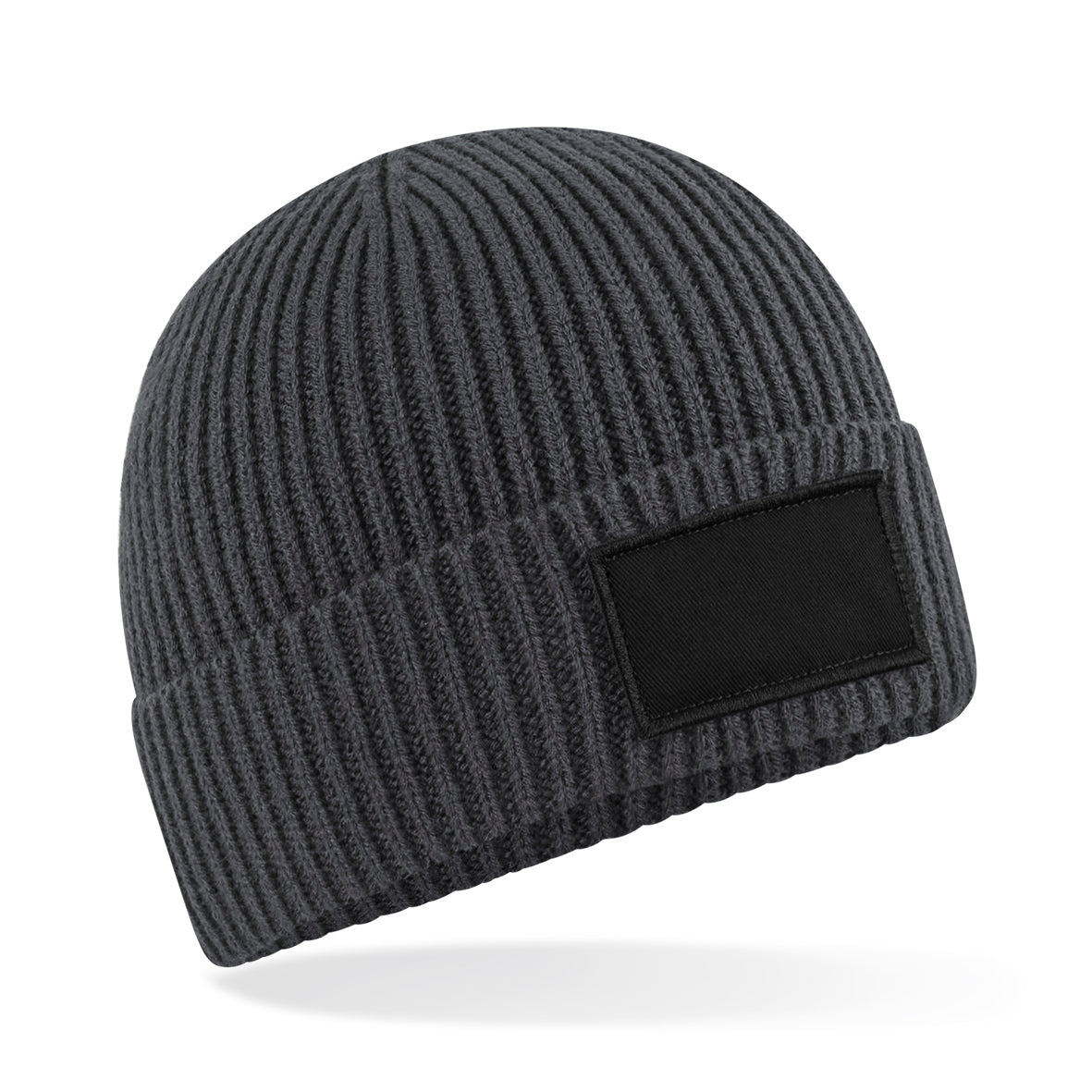 Beechfield Fashion Patch Beanie Cuffed Ribbed Knit Recycled Polyester B442R