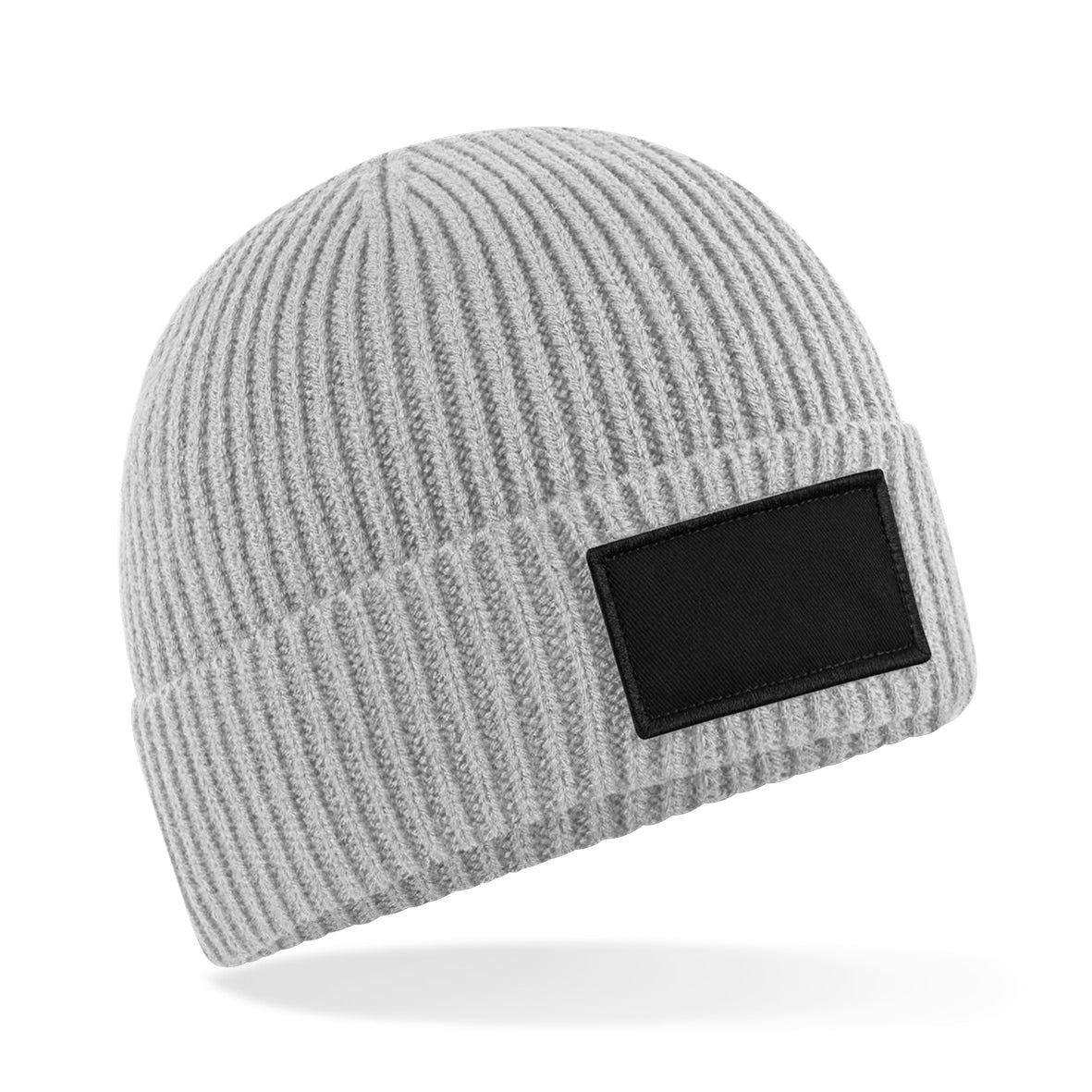 Beechfield Fashion Patch Beanie Cuffed Ribbed Knit Recycled Polyester B442R