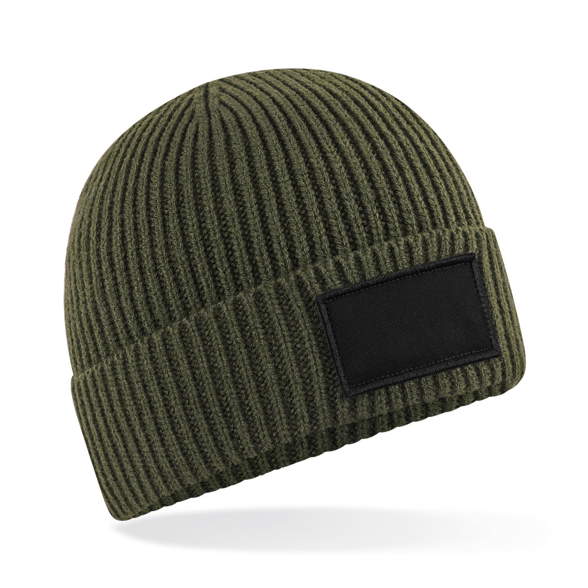 Beechfield Fashion Patch Beanie Cuffed Ribbed Knit Recycled Polyester B442R