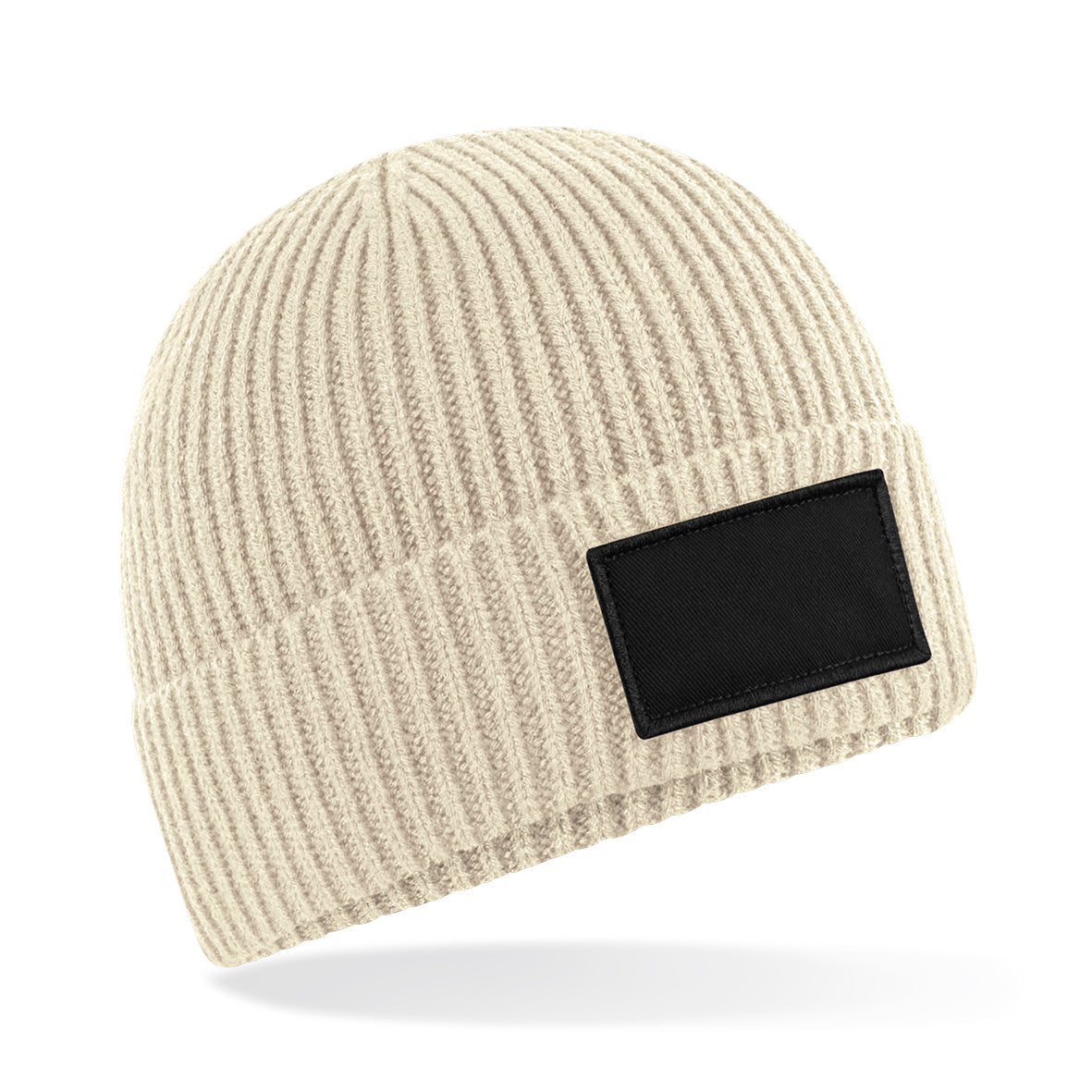 Beechfield Fashion Patch Beanie Cuffed Ribbed Knit Recycled Polyester B442R