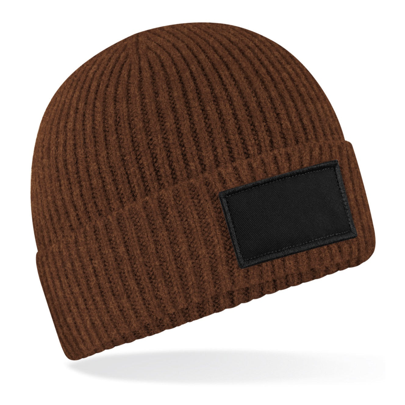 Beechfield Fashion Patch Beanie Cuffed Ribbed Knit Recycled Polyester B442R