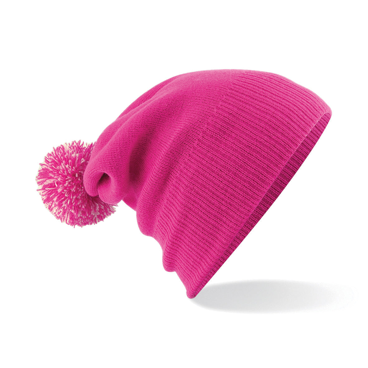 Beechfield Junior Snowstar Beanie Two-Tone Pom Pom Cuffed Slouch Knit Hat