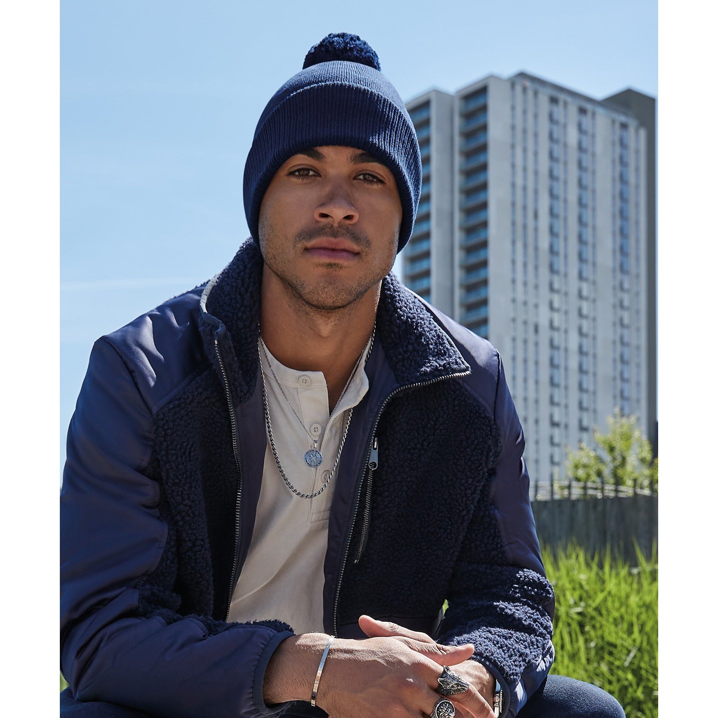 Beechfield Organic Cotton Snowstar Beanie Double-Layered with Pom Pom