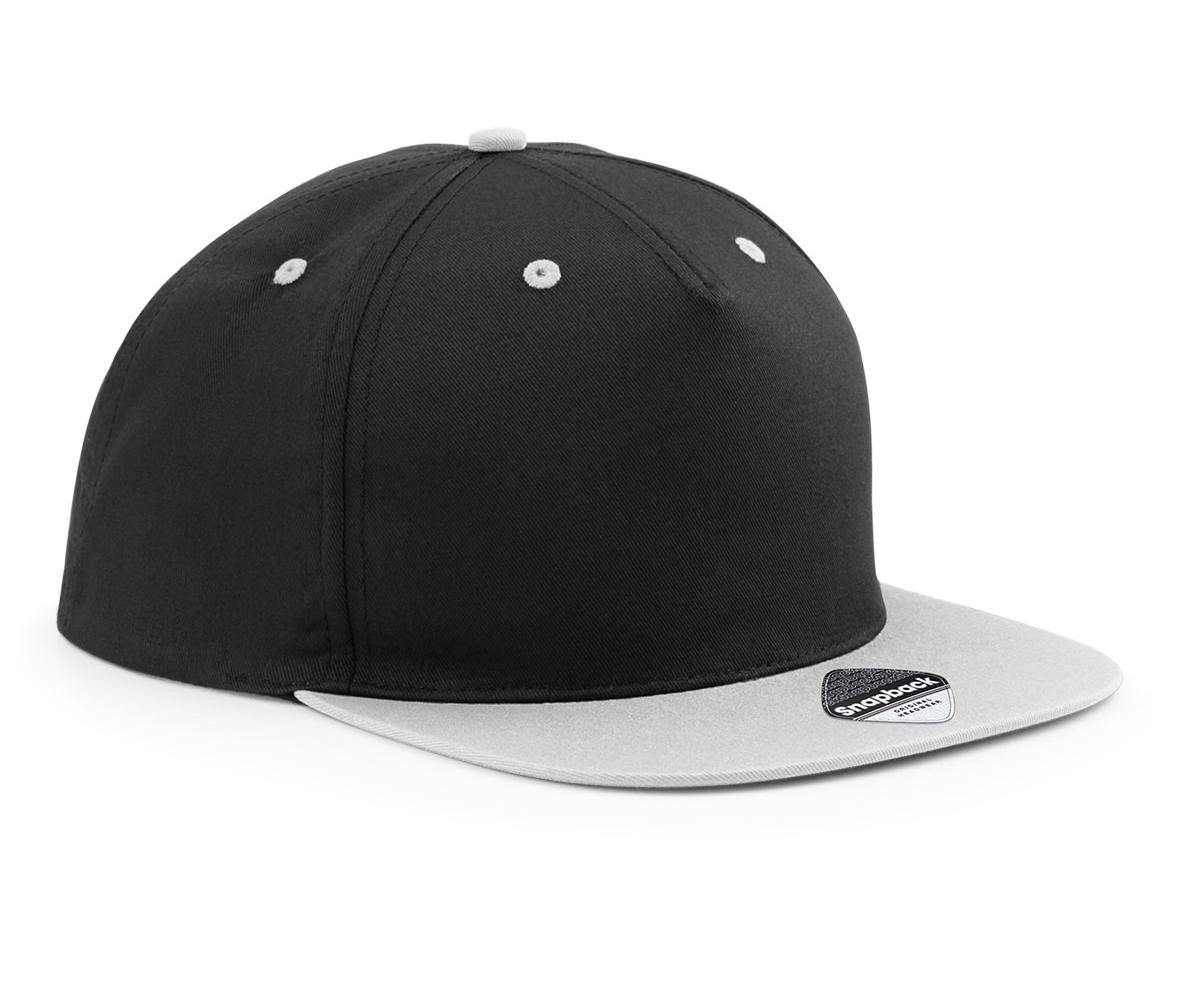 Beechfield 5-Panel Contrast Snapback Hat Retro Style Flat Peak Adjustable