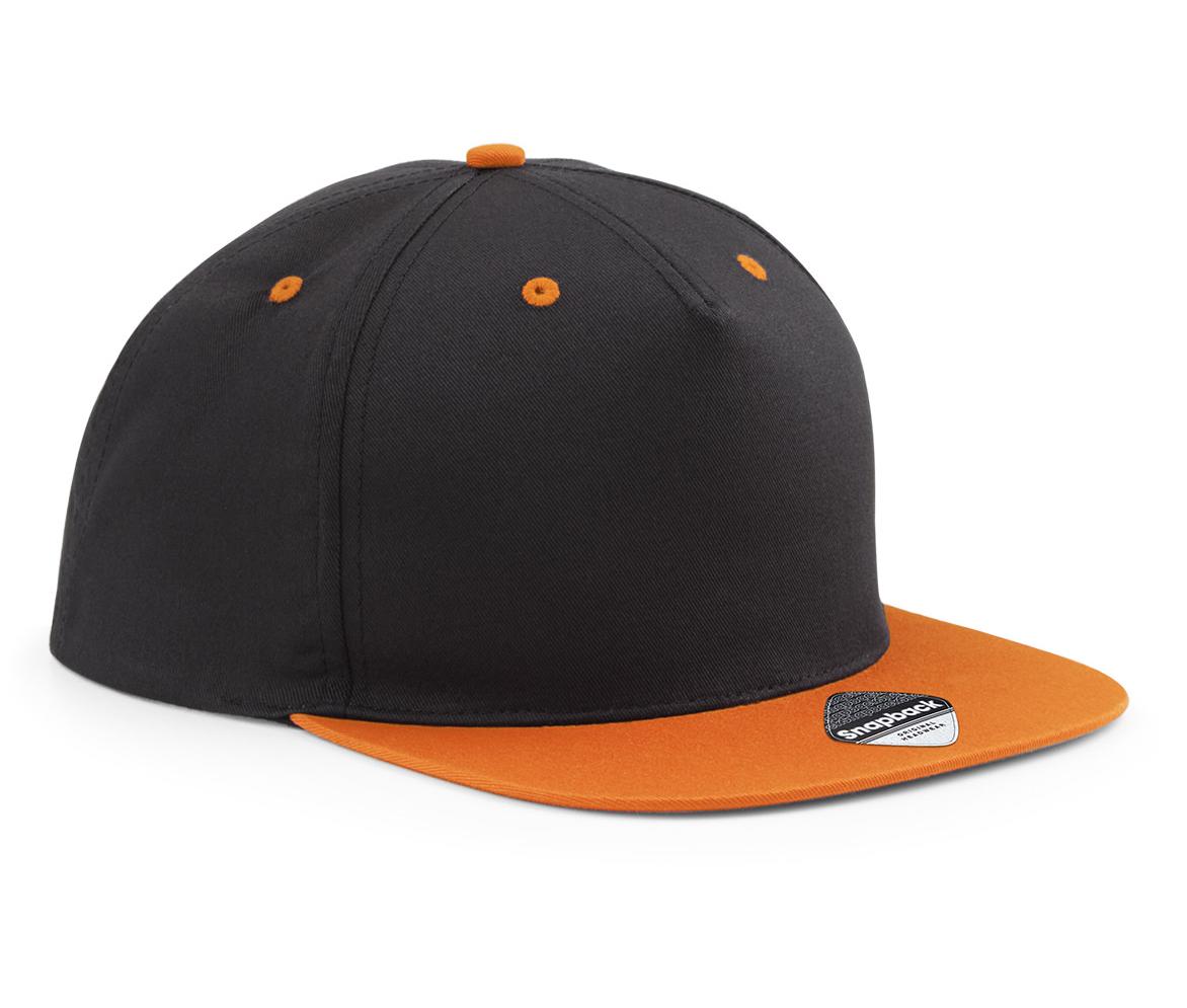 Beechfield 5-Panel Contrast Snapback Hat Retro Style Flat Peak Adjustable