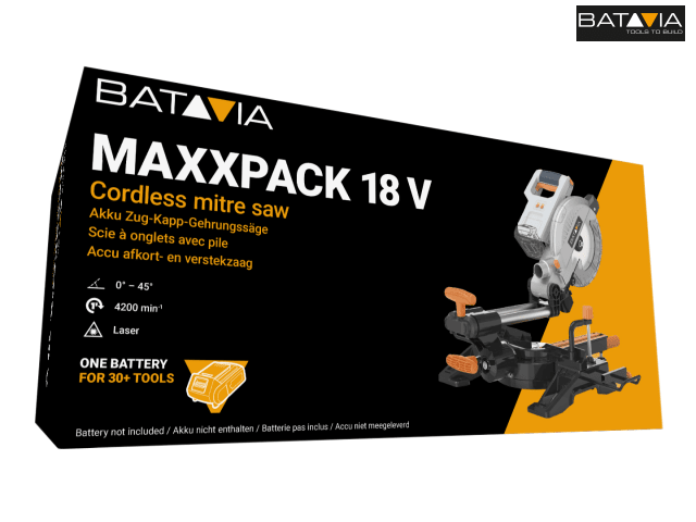Batavia MAXXPACK 18V Cordless Sliding Mitre Saw 216mm Bare Unit with Laser