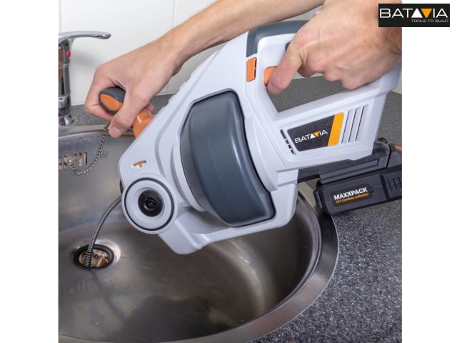 Batavia MAXXPACK Cordless Drain Auger 18V 6.8m Unblocking Spring LED Light
