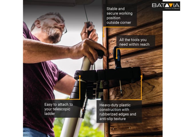 Batavia Stand-off Tool Tray for Telescopic Ladders with Anti-Slip Design