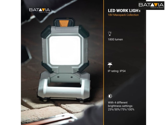 Batavia MAXXPACK 18V LED Work Light Bare Unit 4 Brightness Settings IP54