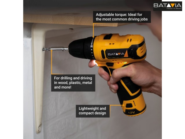 Batavia FIXXPACK 12V Drill Driver Bare Unit Lightweight with LED Work Light