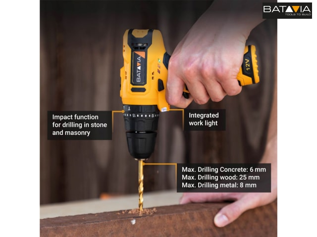 Batavia FIXXPACK 12V Combi Drill Bare Unit with LED Light & Adjustable Torque