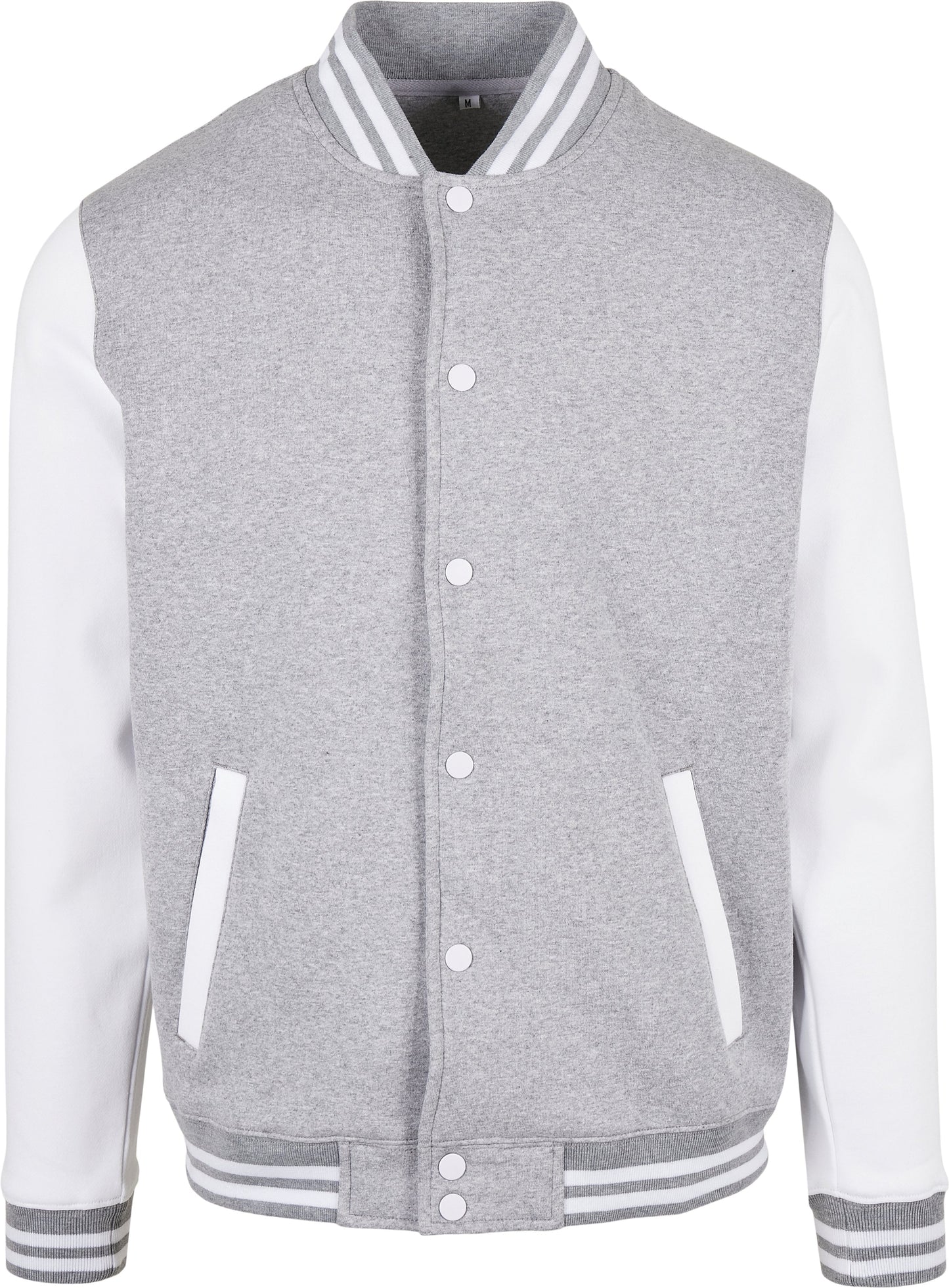 Build Your Brand Men's College Jacket Sporty Style Ribbed Hem Customizable