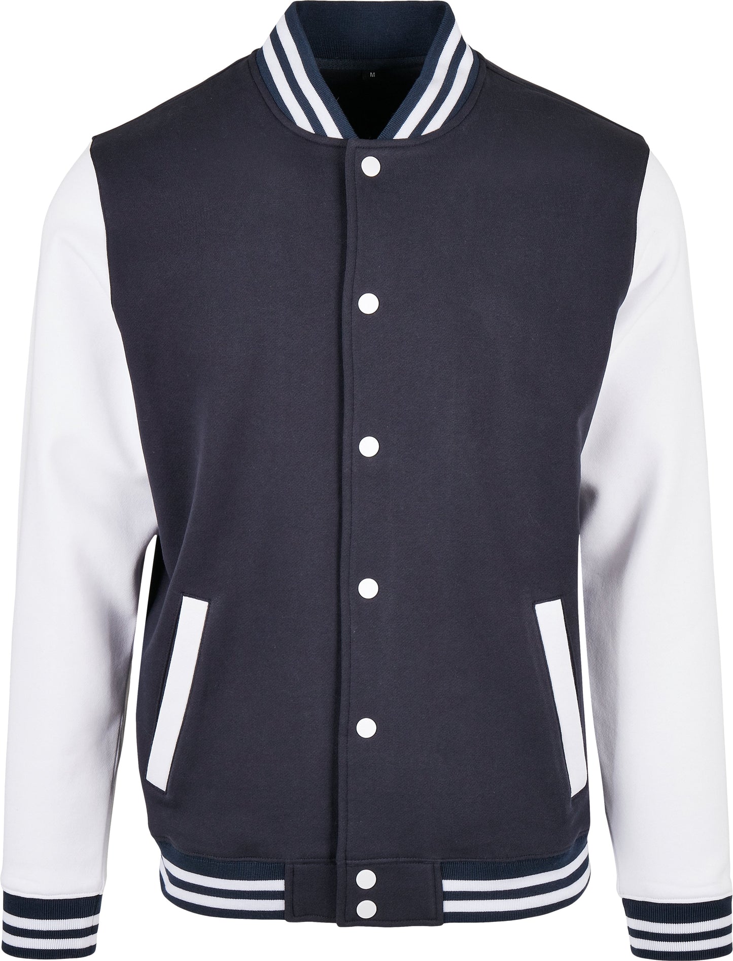 Build Your Brand Men's College Jacket Sporty Style Ribbed Hem Customizable