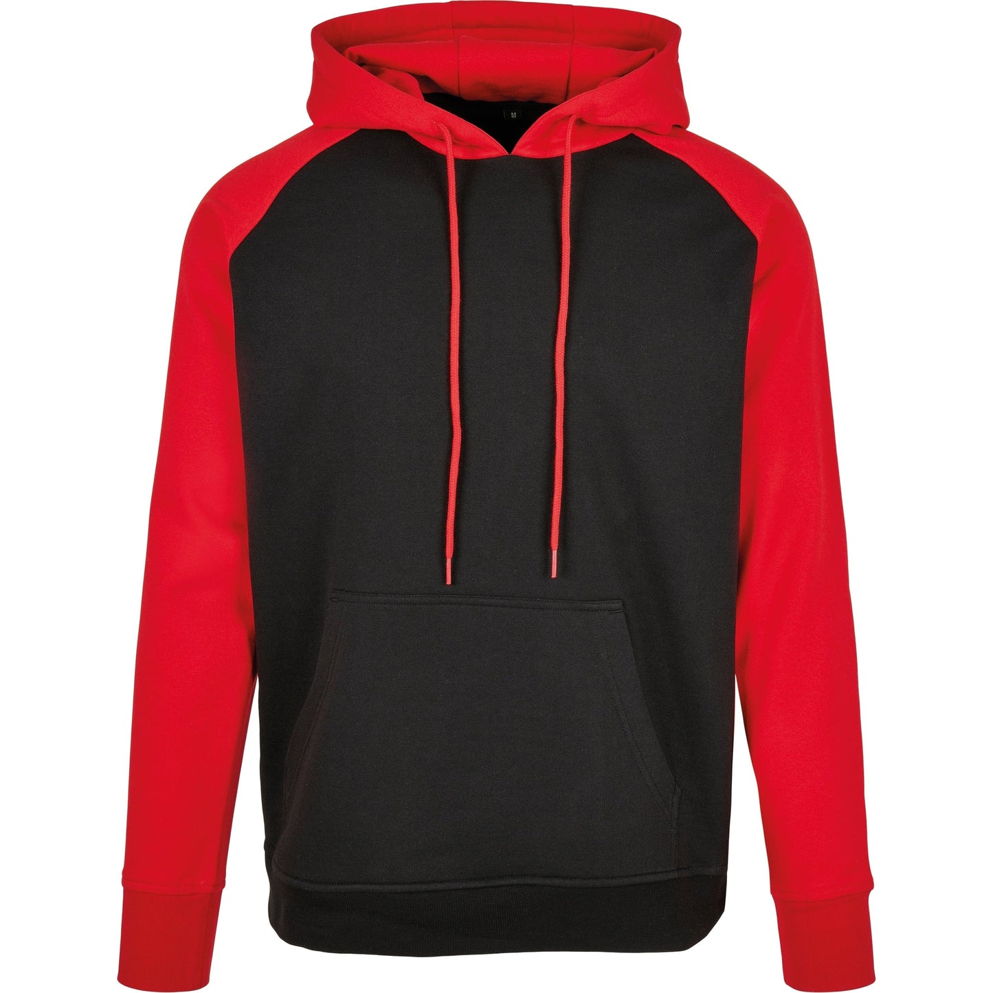 Build Your Brand Men's Raglan Hoodie Contrast Adjustable Hood Kangaroo Pocket