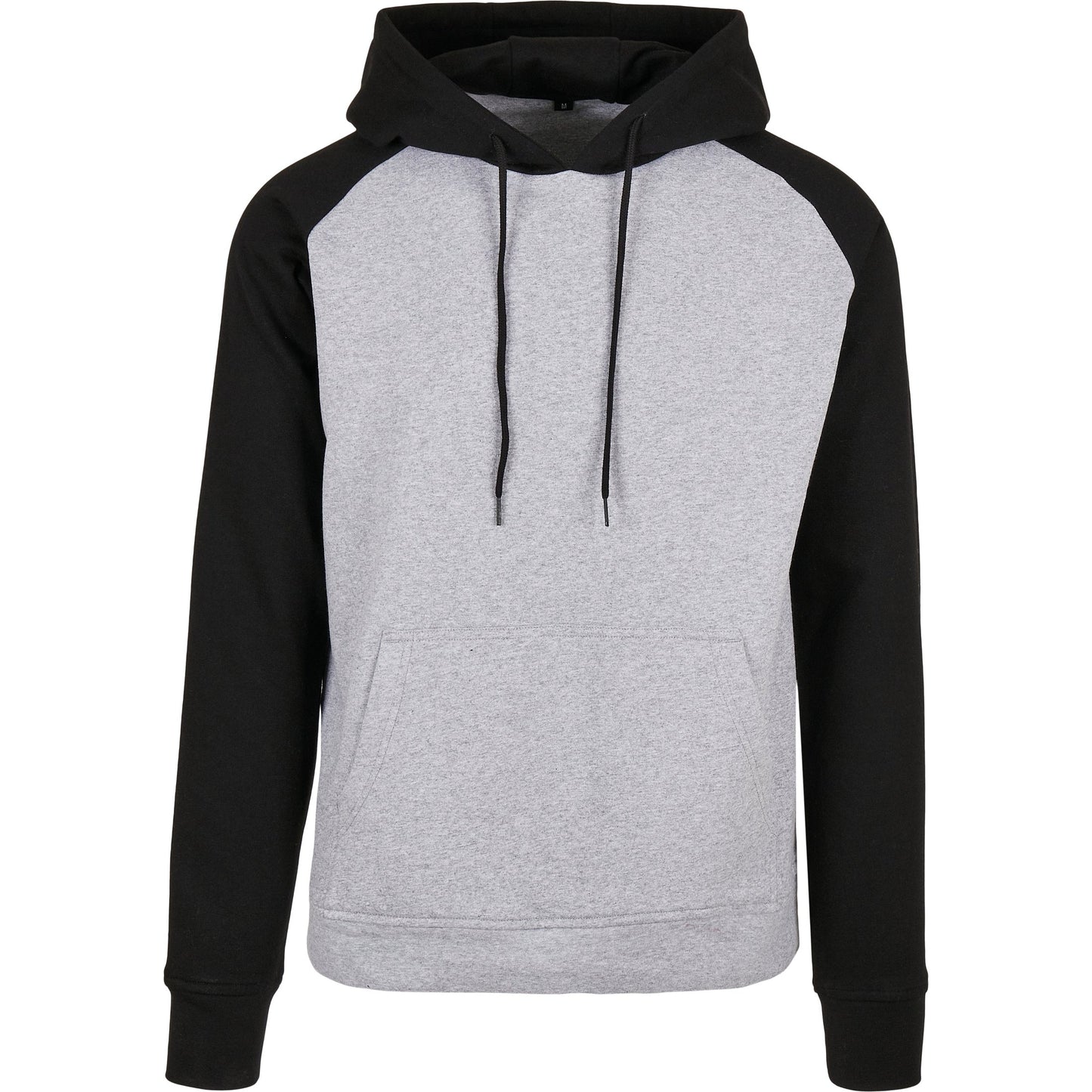 Build Your Brand Men's Raglan Hoodie Contrast Adjustable Hood Kangaroo Pocket