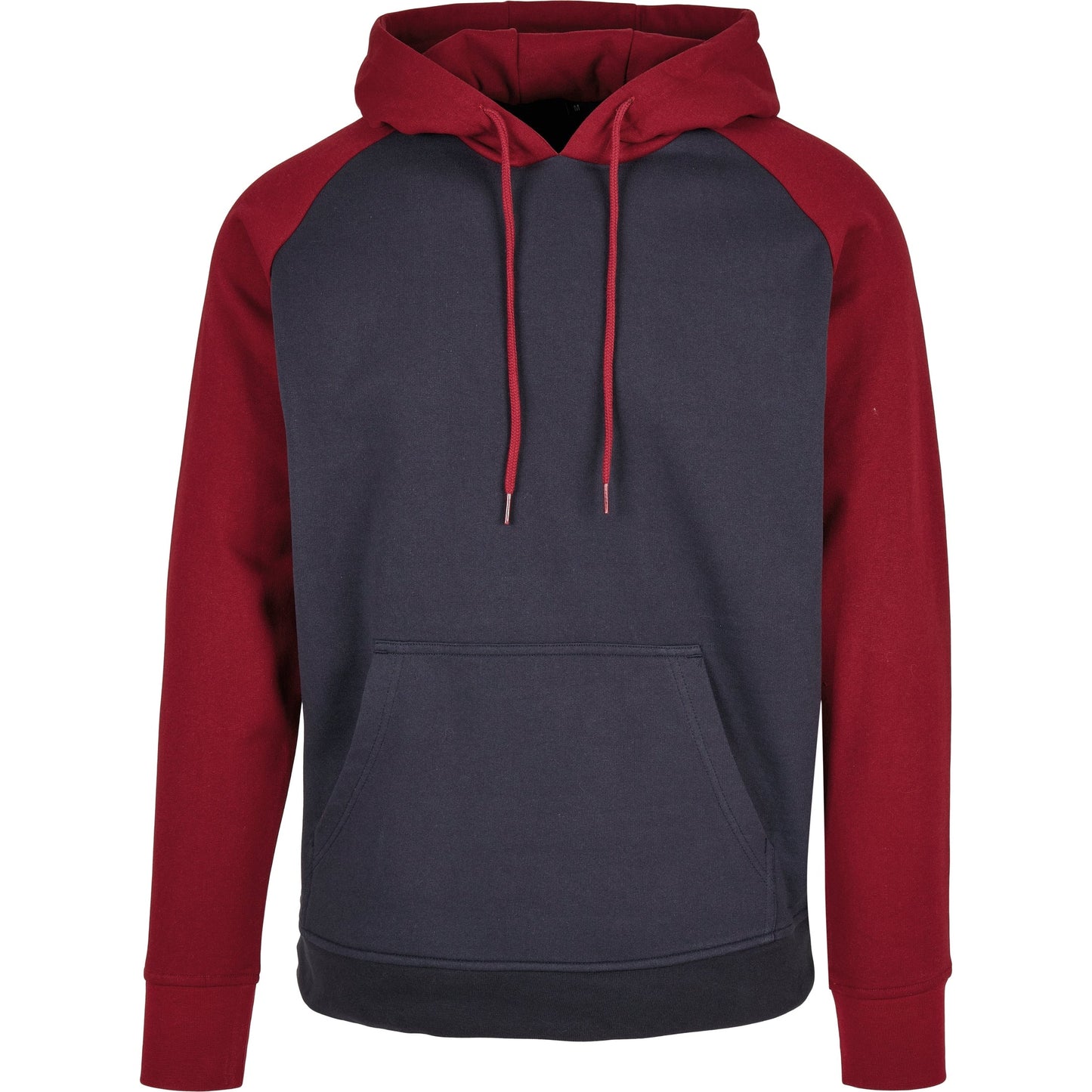 Build Your Brand Men's Raglan Hoodie Contrast Adjustable Hood Kangaroo Pocket