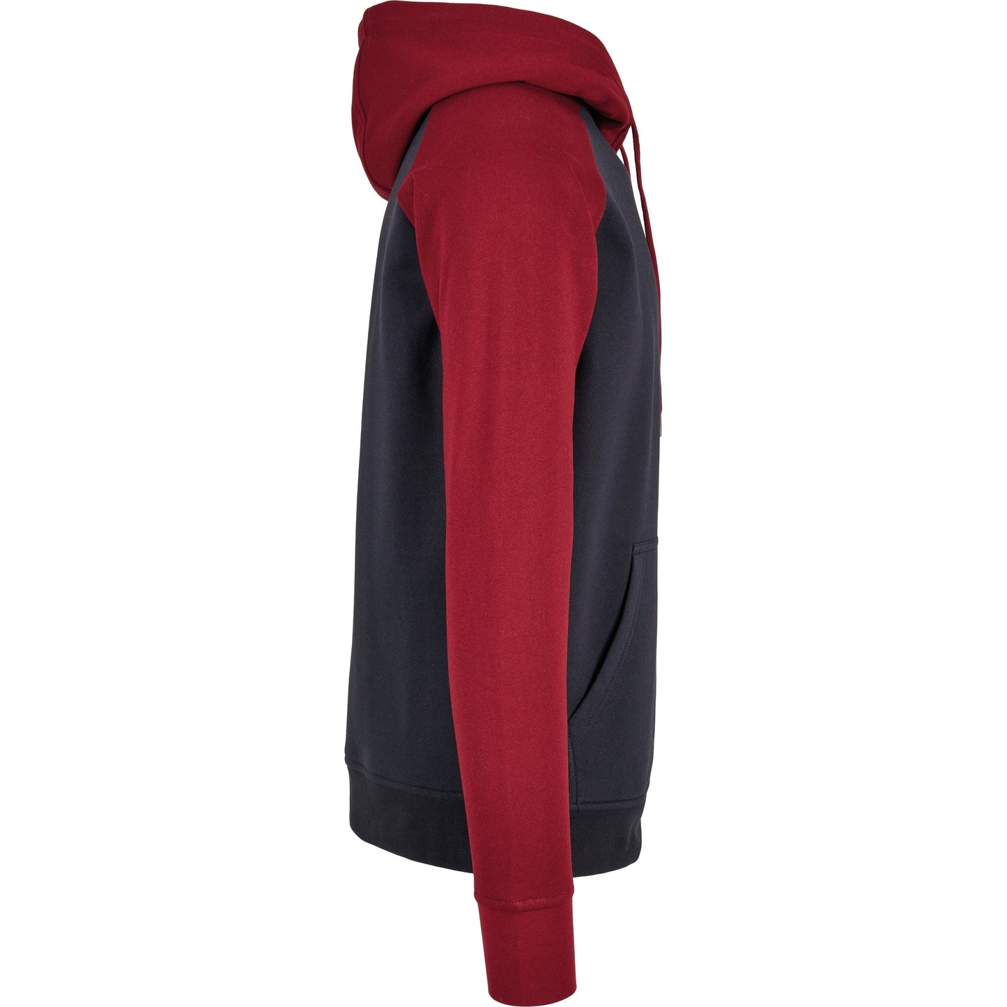 Build Your Brand Men's Raglan Hoodie Contrast Adjustable Hood Kangaroo Pocket