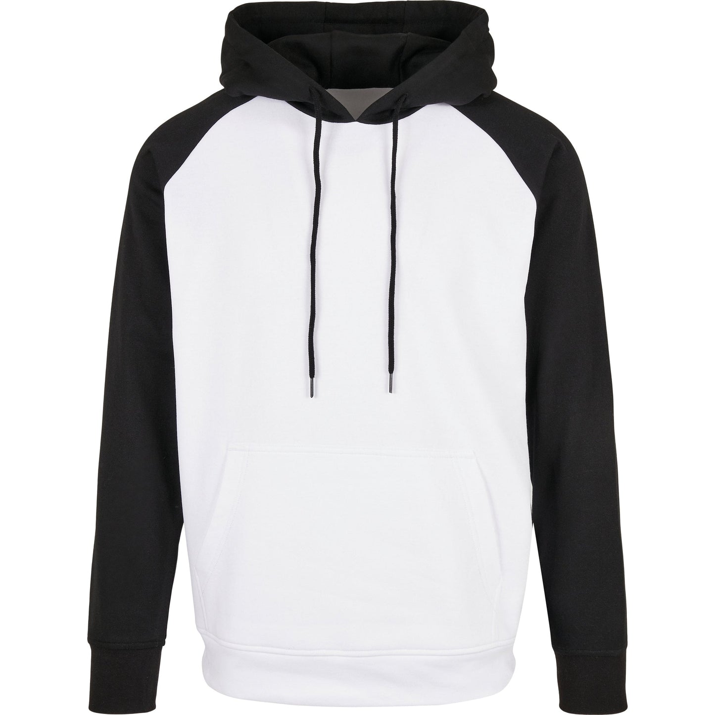 Build Your Brand Men's Raglan Hoodie Contrast Adjustable Hood Kangaroo Pocket