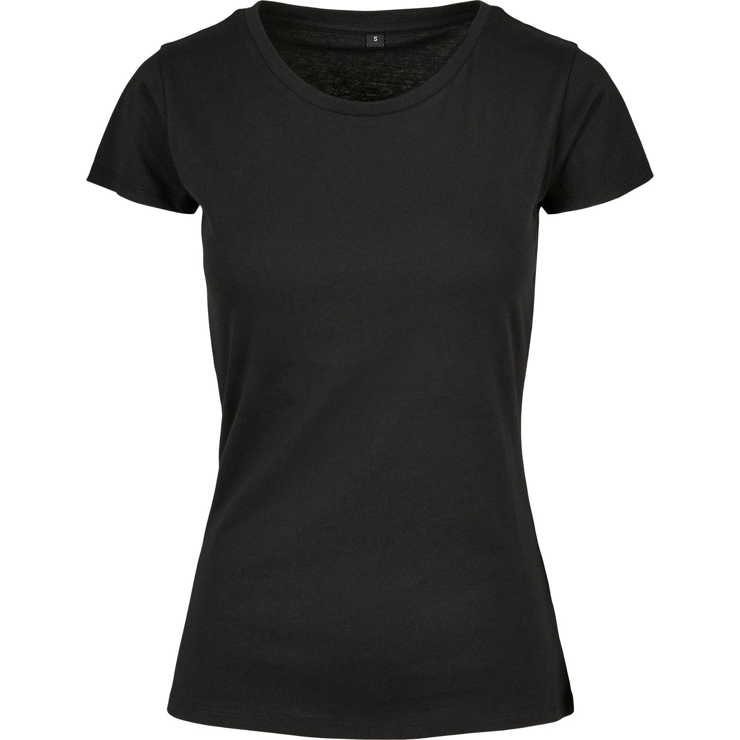 Build Your Brand Women's Basic Tee Black Cotton Form-Fitting Short Sleeve