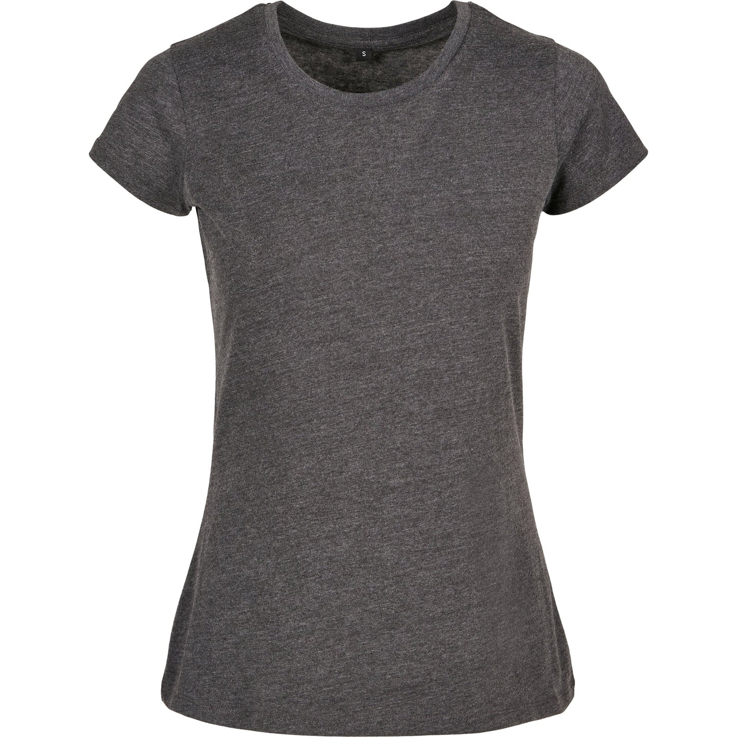 Build Your Brand Women's Charcoal Basic Tee Cotton Form-Fitting Top