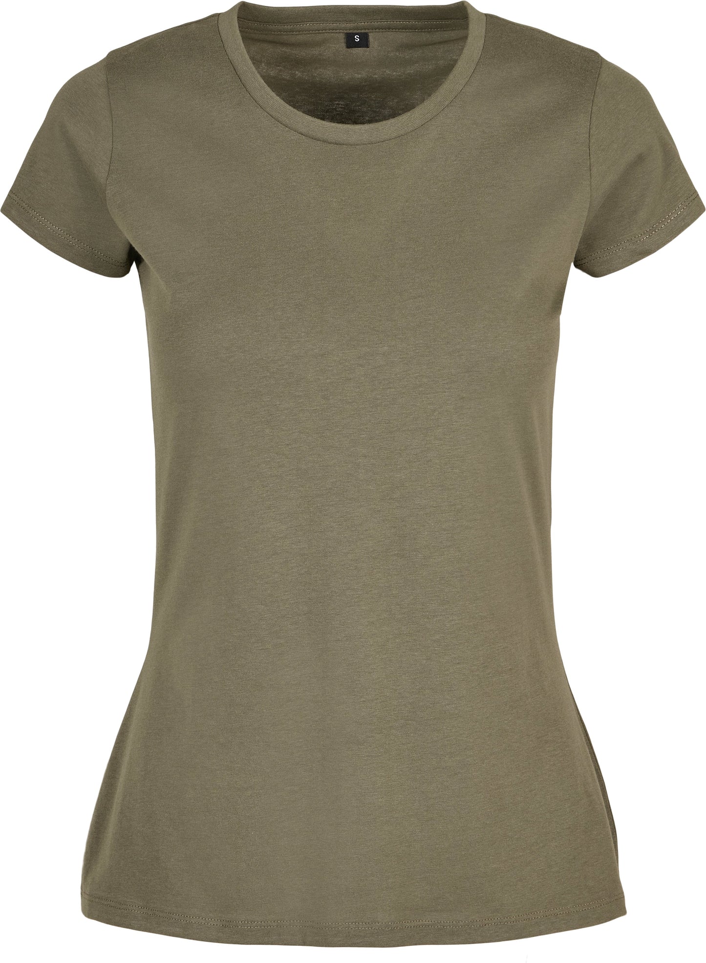 Build Your Brand Women's Basic Tee Olive Cotton Form-Fitting Short Sleeve