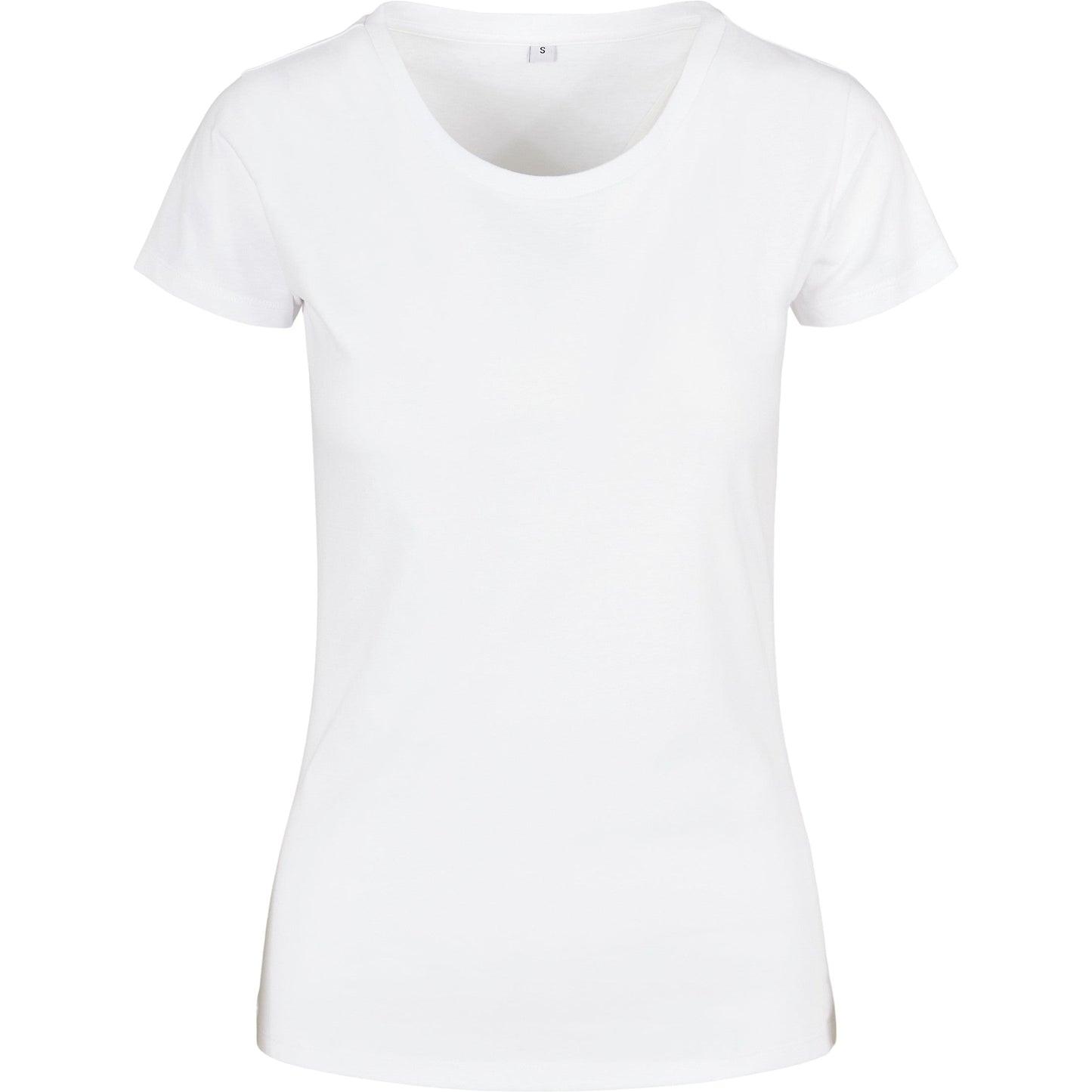 Build Your Brand Women's Basic Tee White Cotton Form-Fitting Short Sleeve