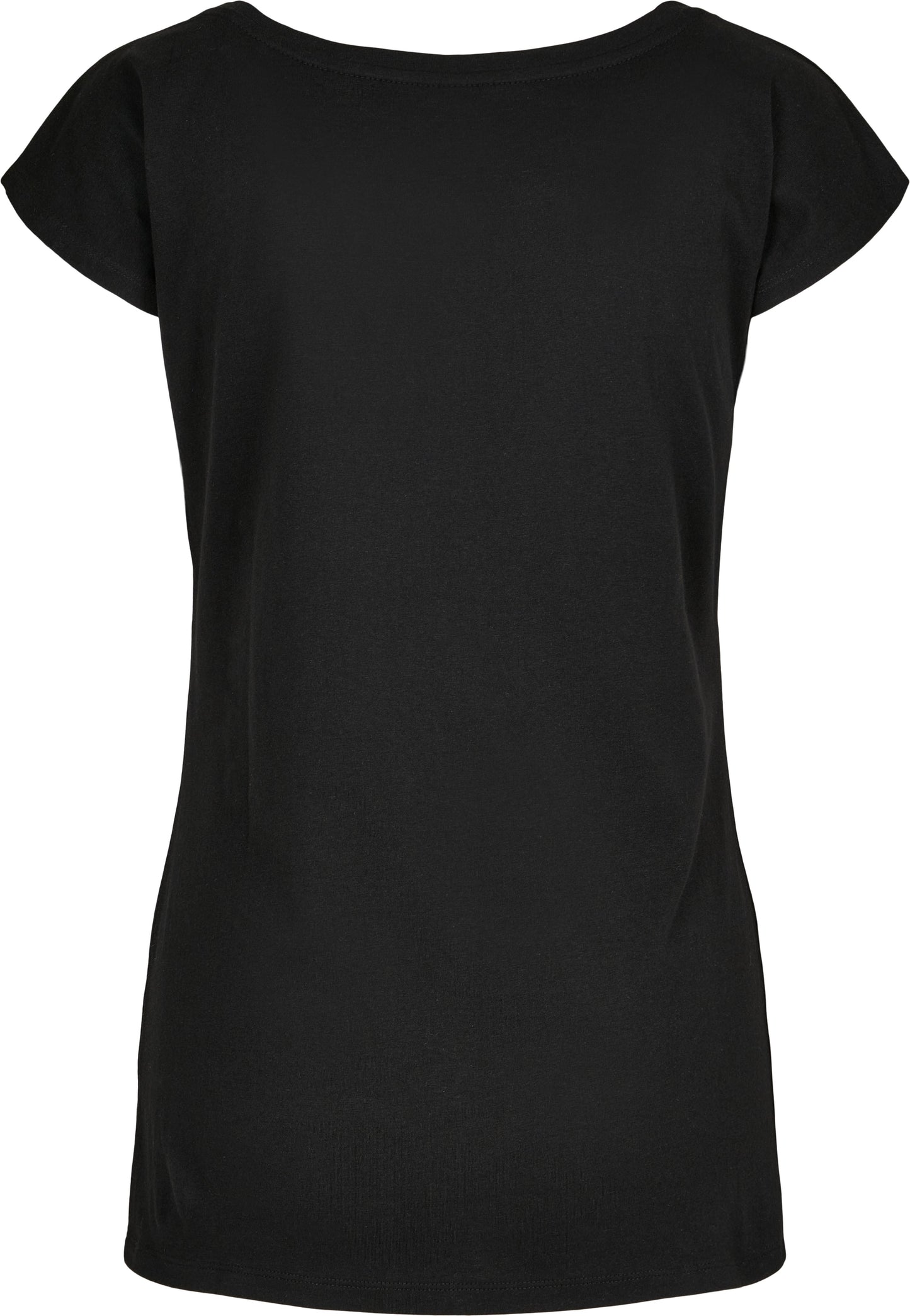 Build Your Brand Women's Wide Neck Tee Black Loose Fit Off-Shoulder Top