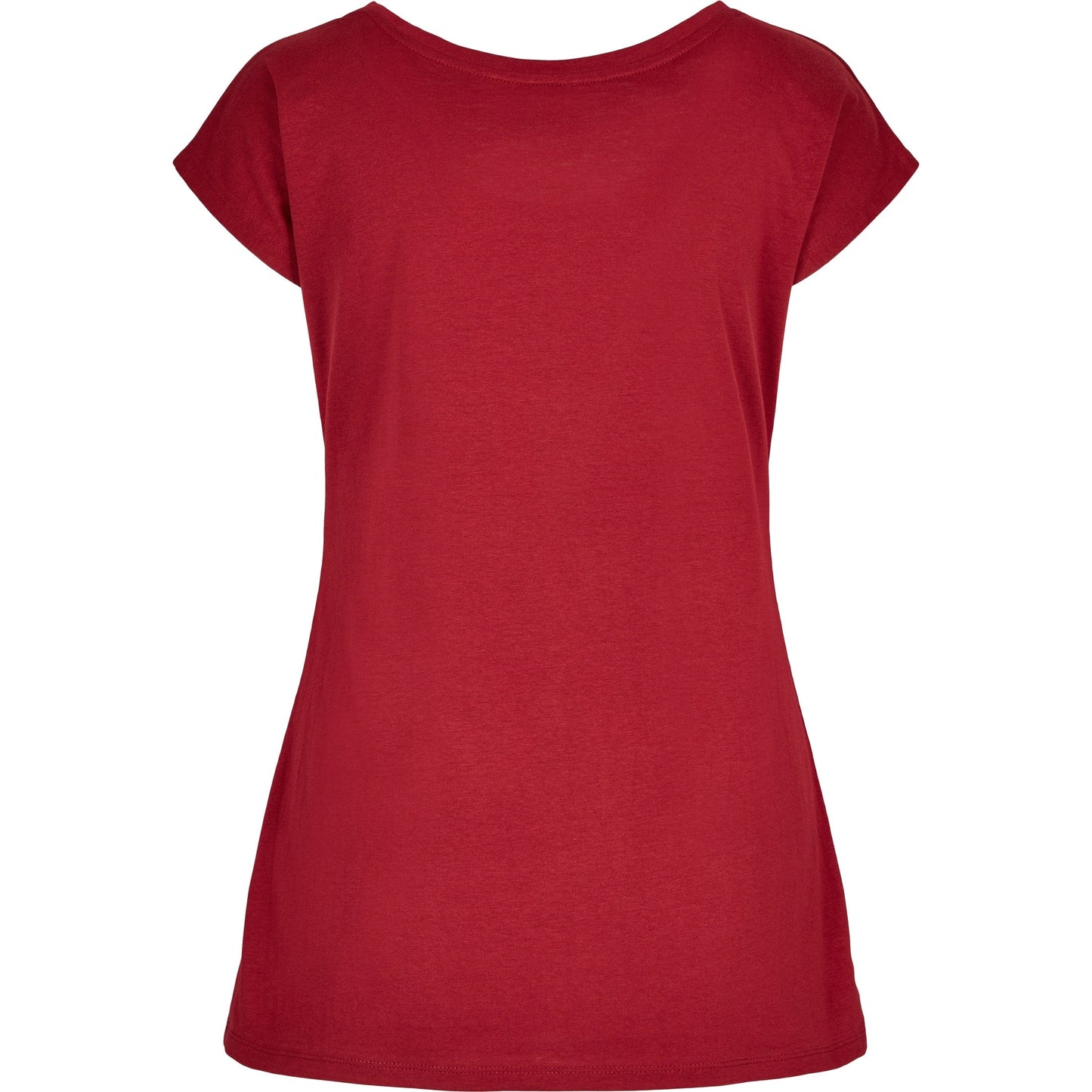 Build Your Brand Women's Wide Neck Tee Burgundy Loose Fit Off-Shoulder Top