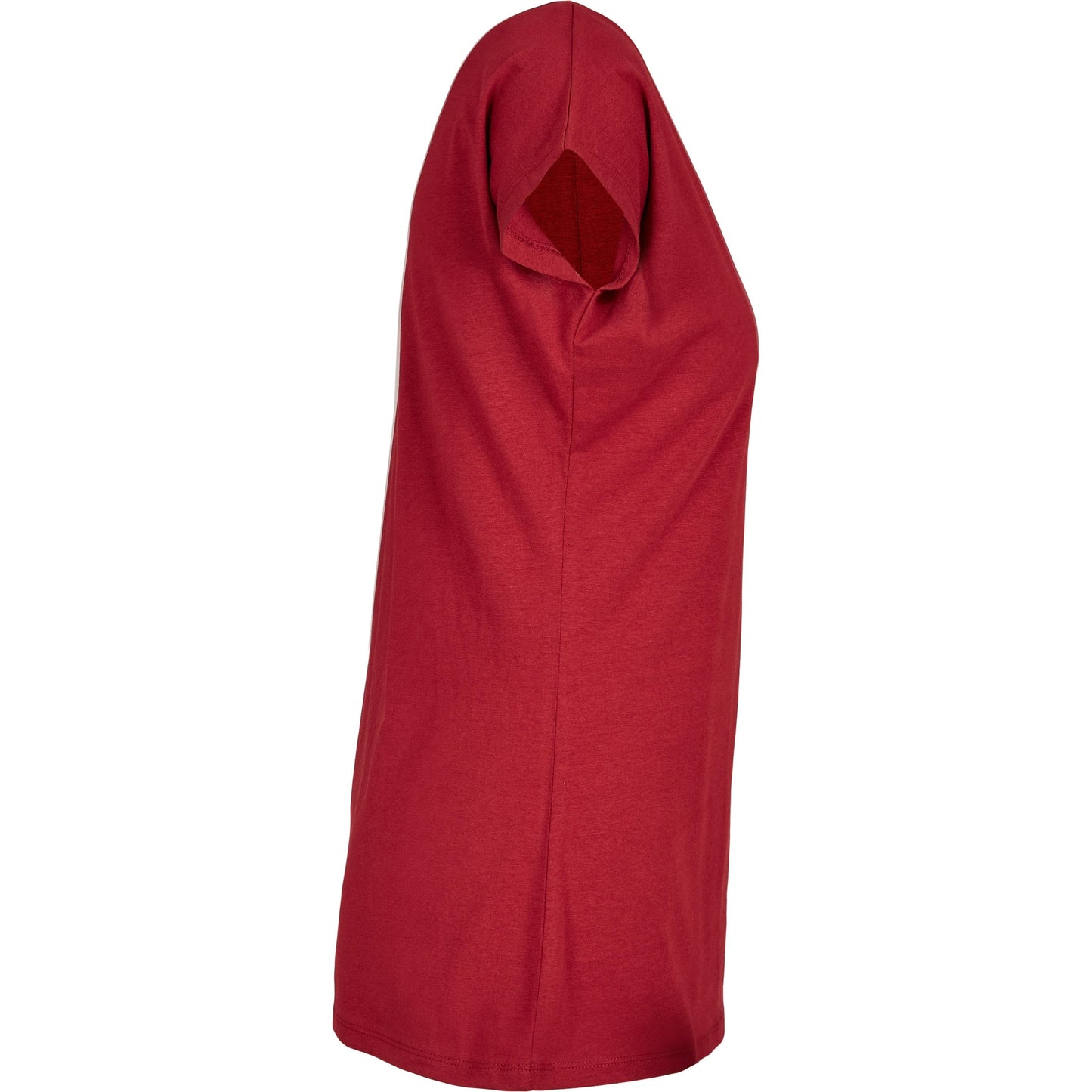 Build Your Brand Women's Wide Neck Tee Burgundy Loose Fit Off-Shoulder Top