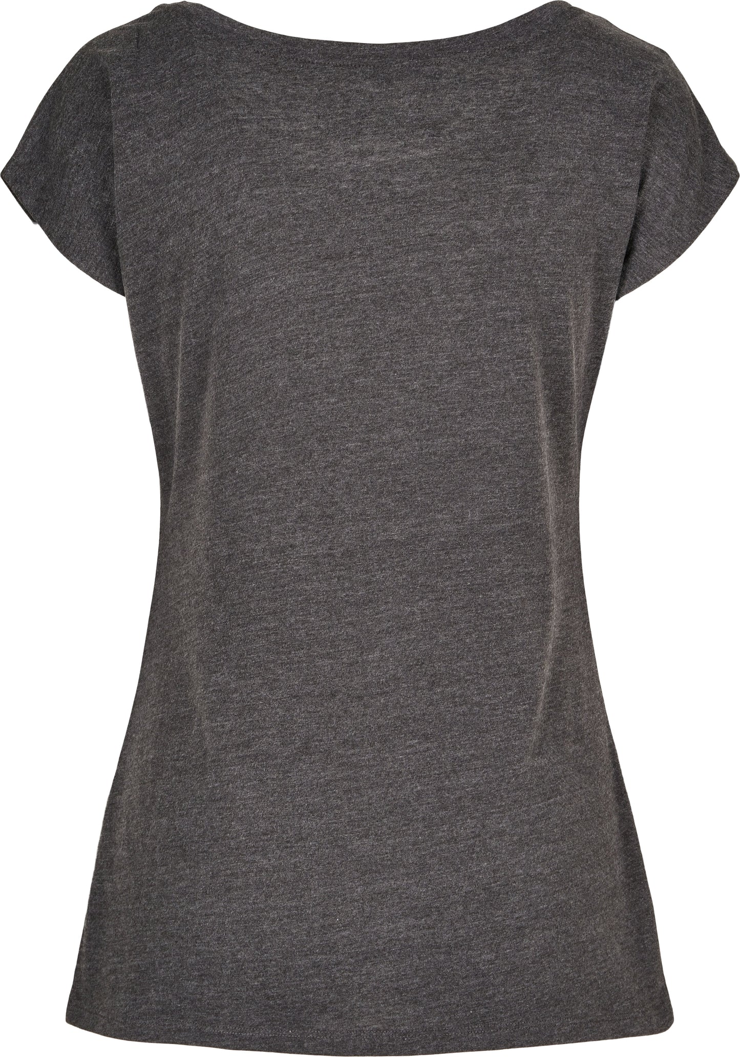 Build Your Brand Women's Wide Neck Tee Charcoal Loose Fit Off-Shoulder Top