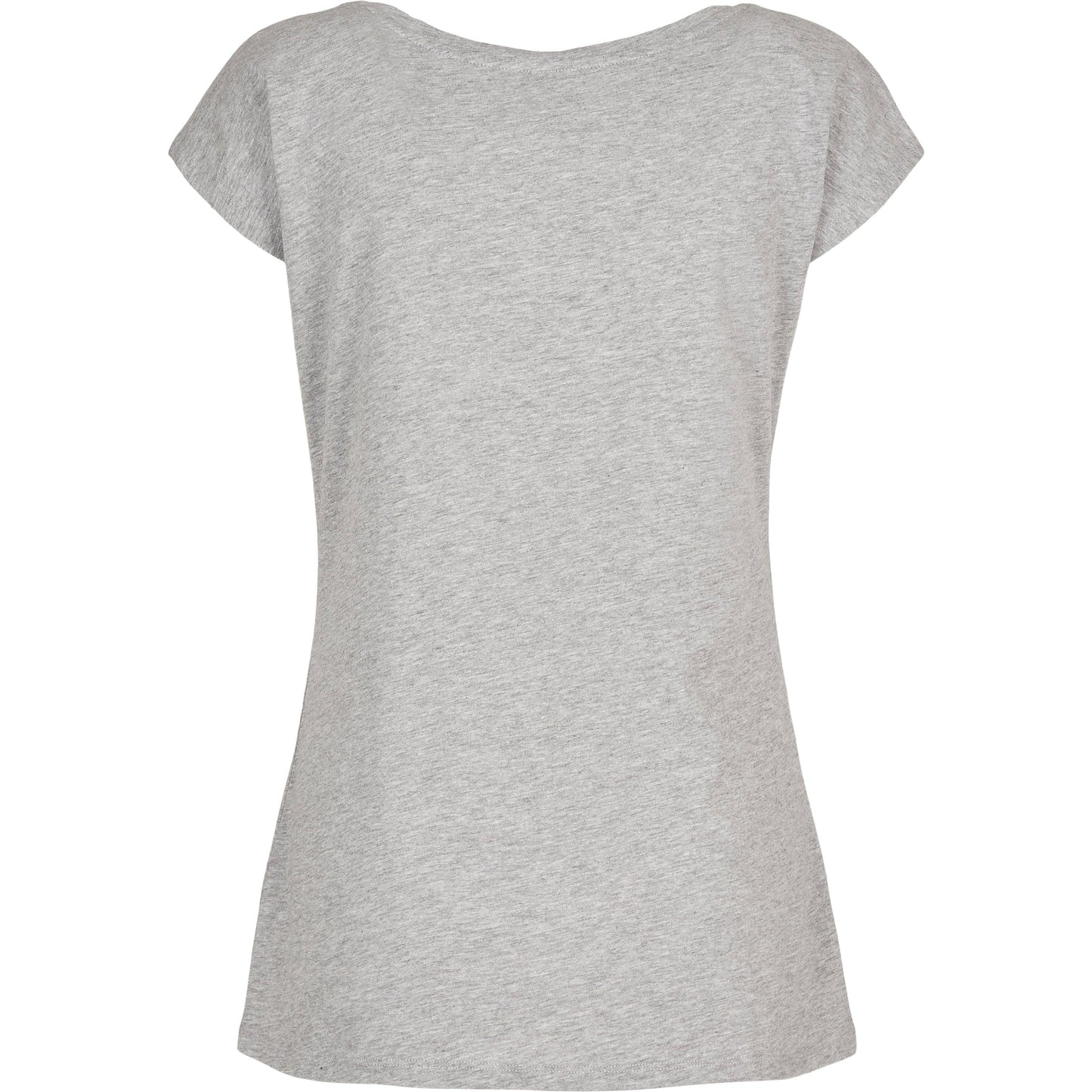 Build Your Brand Women's Wide Neck Tee Heather Grey Loose Fit Off-Shoulder