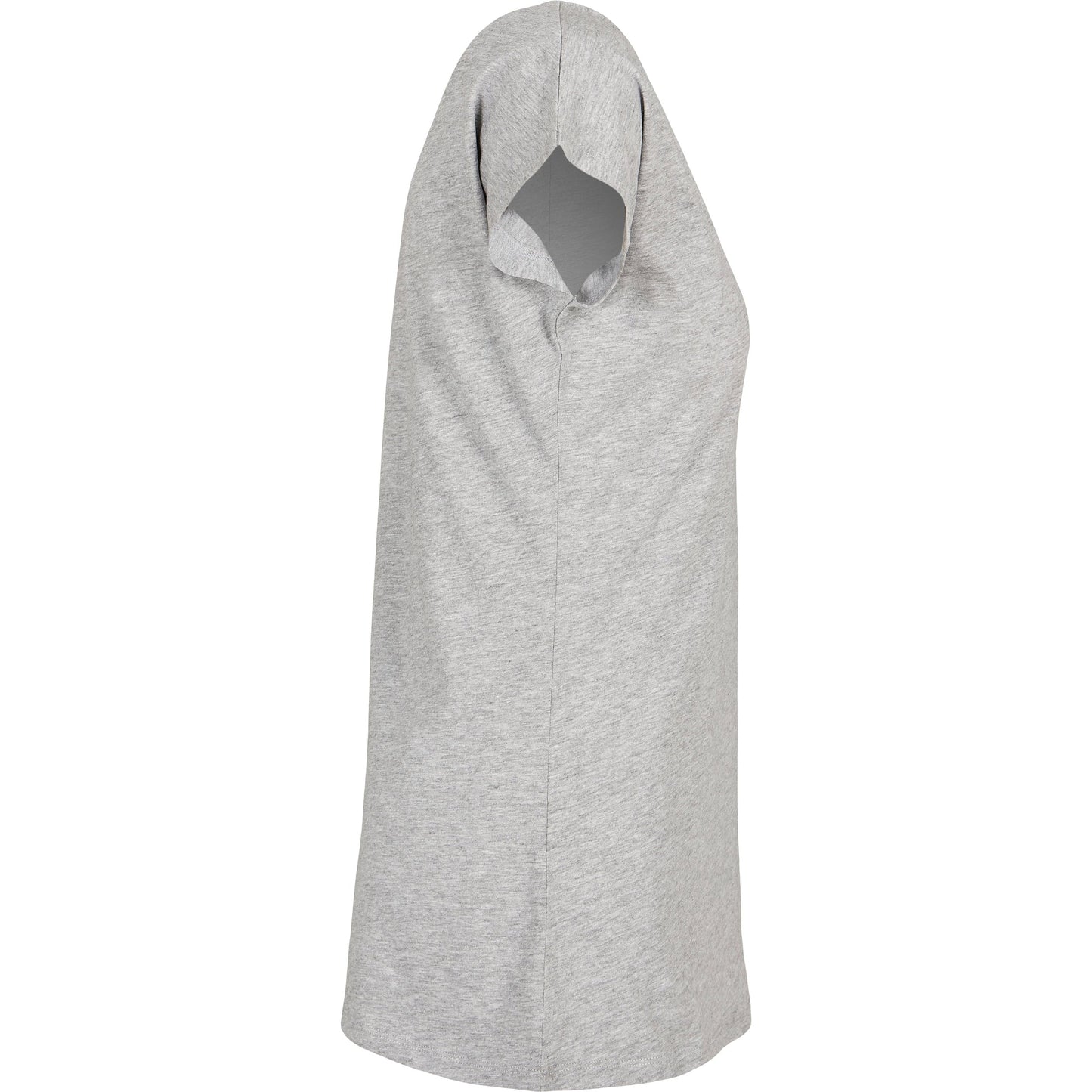 Build Your Brand Women's Wide Neck Tee Heather Grey Loose Fit Off-Shoulder