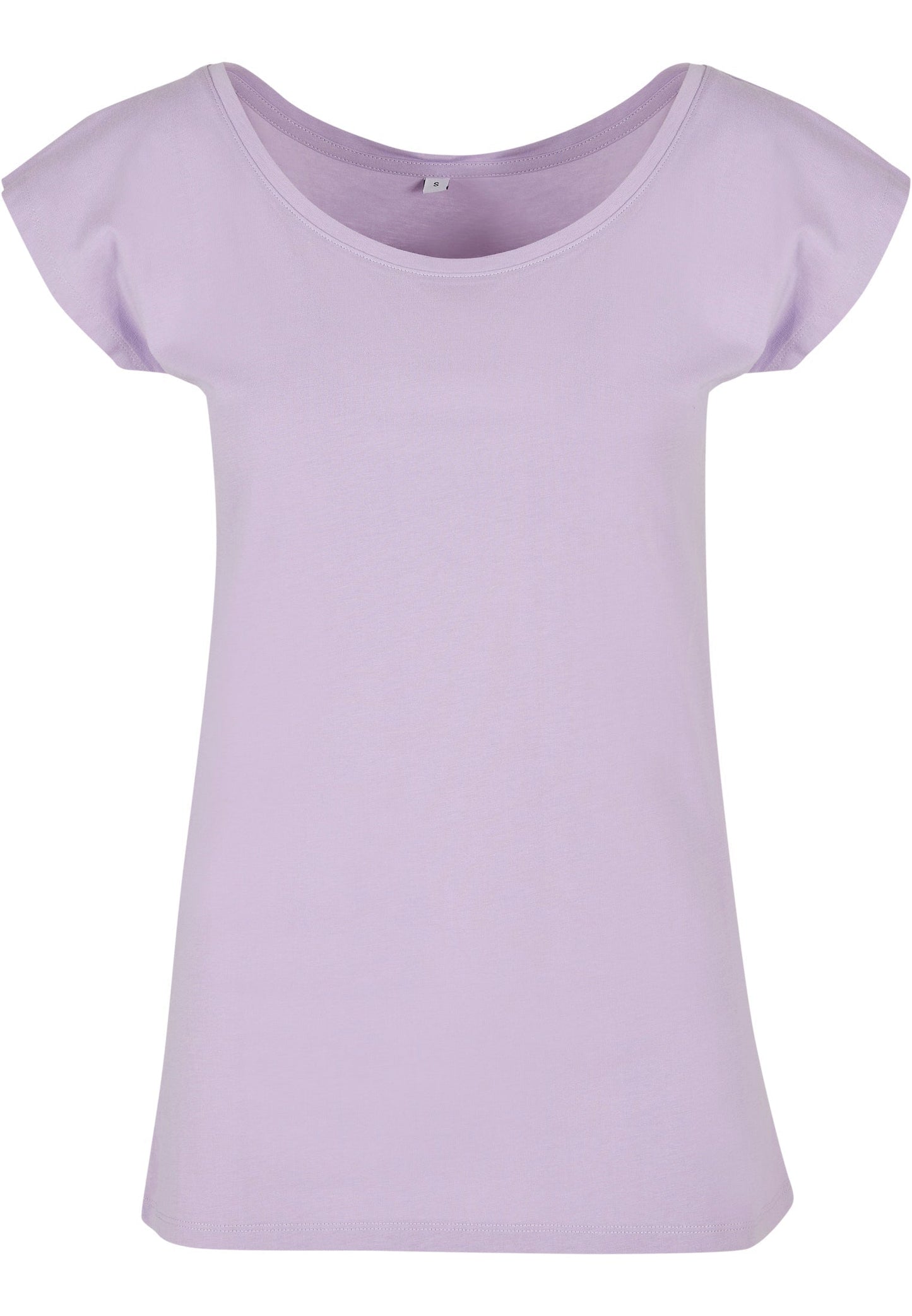Build Your Brand Women's Wide Neck Tee Lilac Loose Fit Off-Shoulder Top