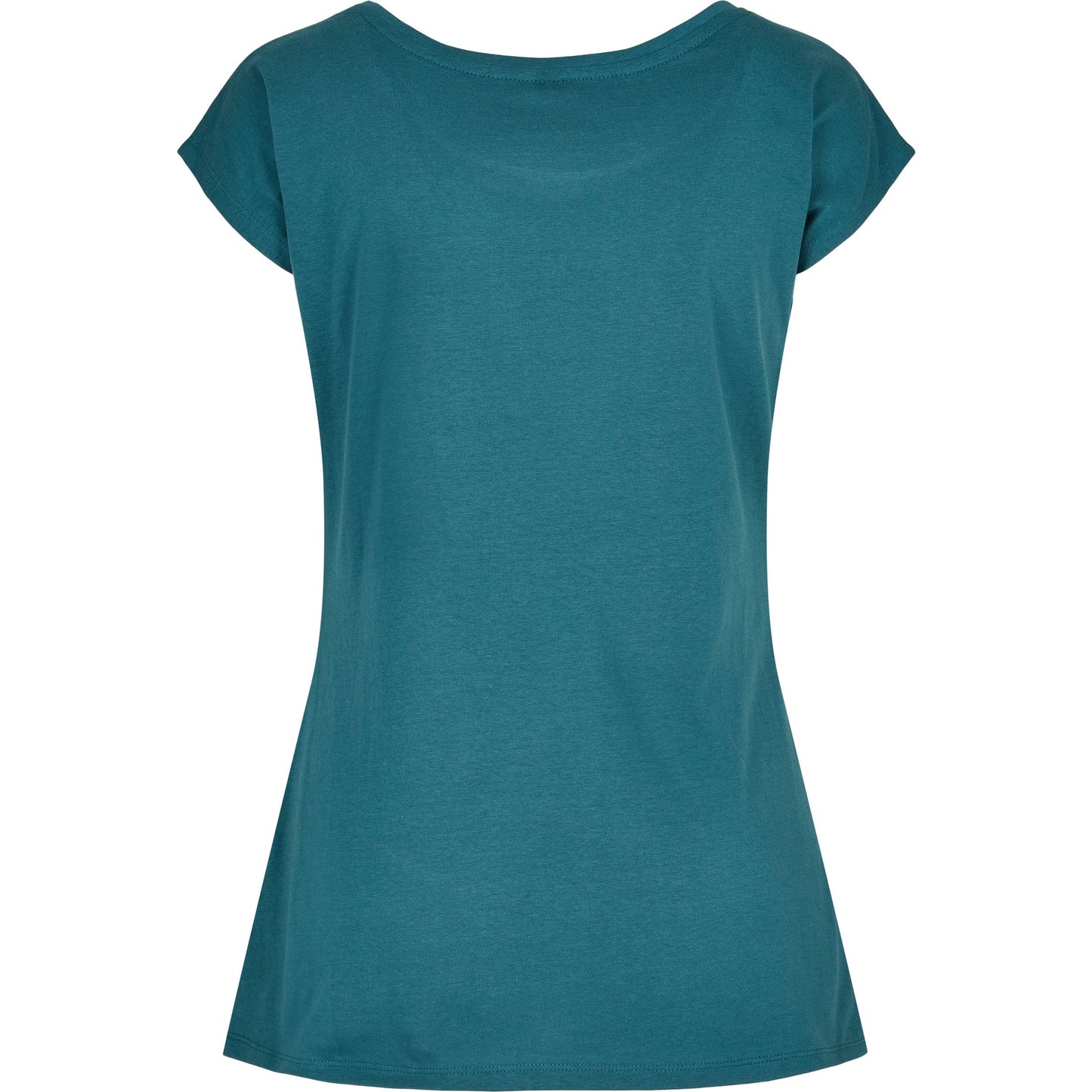 Build Your Brand Women's Wide Neck Tee Loose Fit Off-Shoulder Teal 100% Cotton