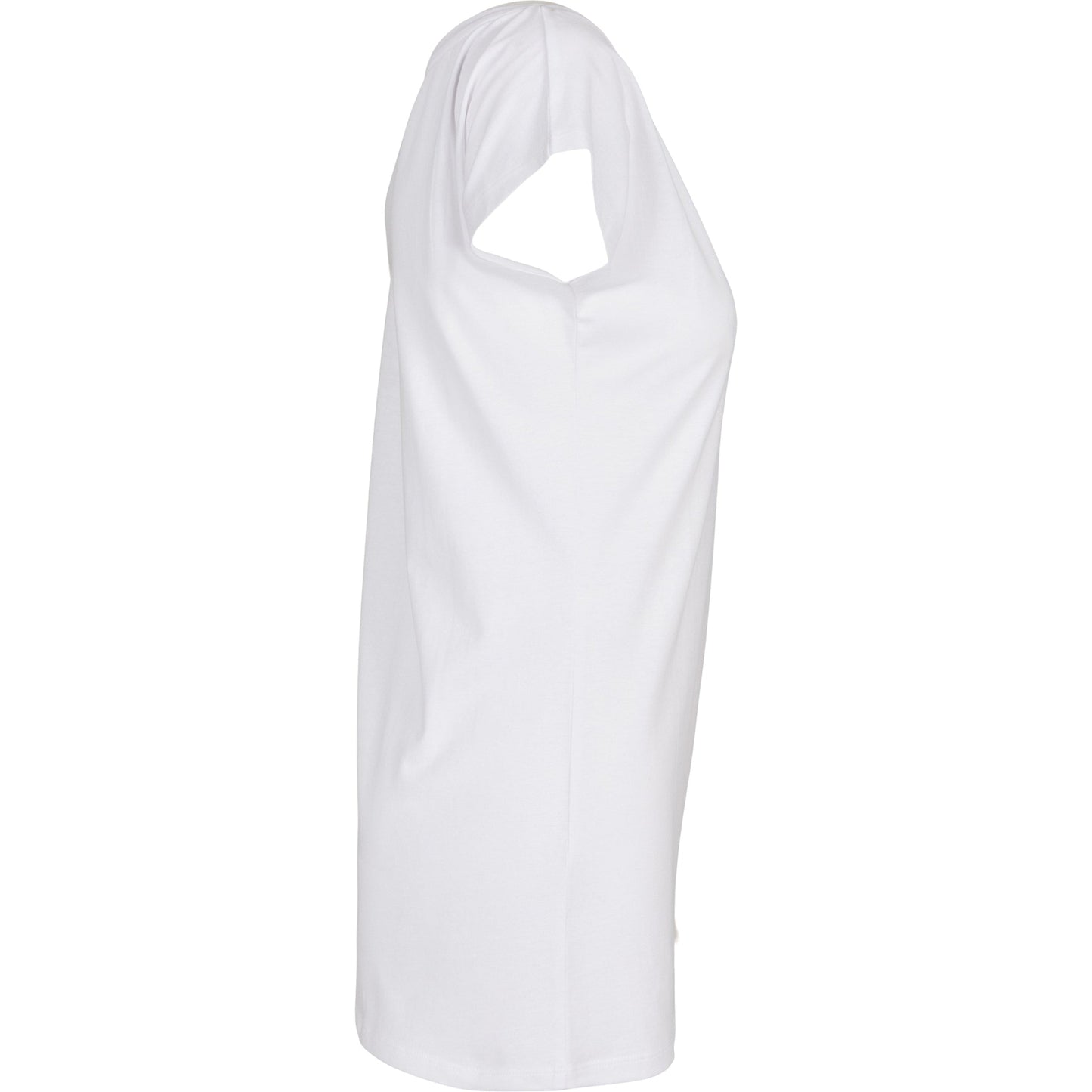 Build Your Brand Women's Wide Neck Tee Loose Fit Off-Shoulder White 100% Cotton