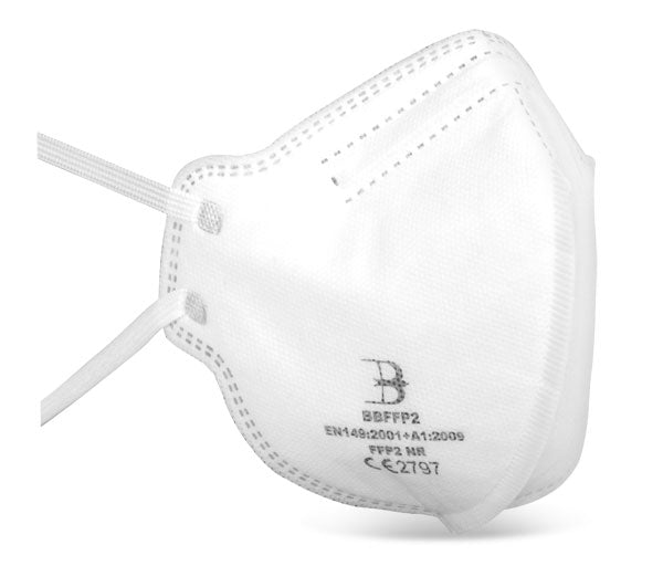 Beeswift FFP2 Fold Flat Mask Latex Free Comfortable Fit Low Breathing Resistance