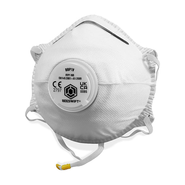 Beeswift P1 Valved Mask White FFP1 NR Latex Free Adjustable Nosepiece