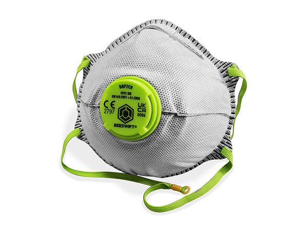 Beeswift P2 Valved Charcoal Mask Grey FFP2 NR for Toxic Dusts and Mists