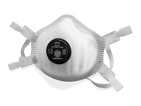Beeswift P3 Vented Mask White Soft Foam Nose Seal Adjustable Straps FFP3 NR D
