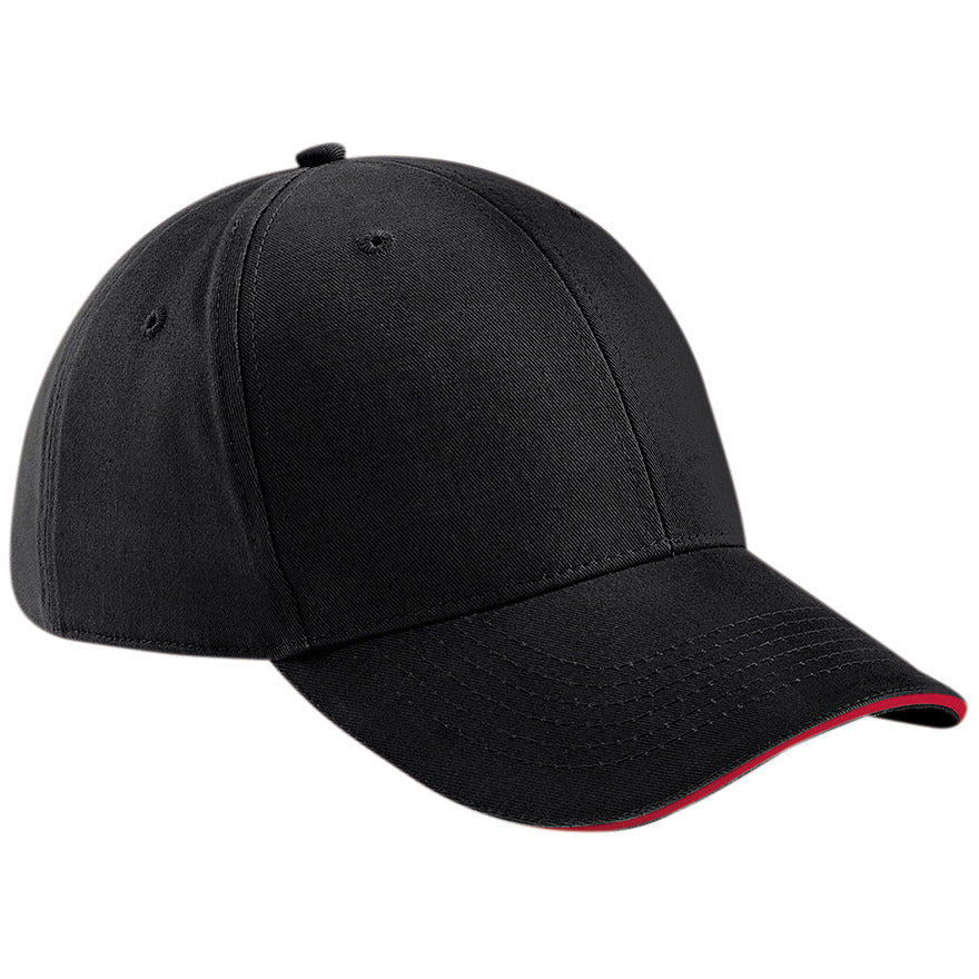 Beechfield Athleisure 6-Panel Cap Mid Profile Structured Peak Tearaway Label
