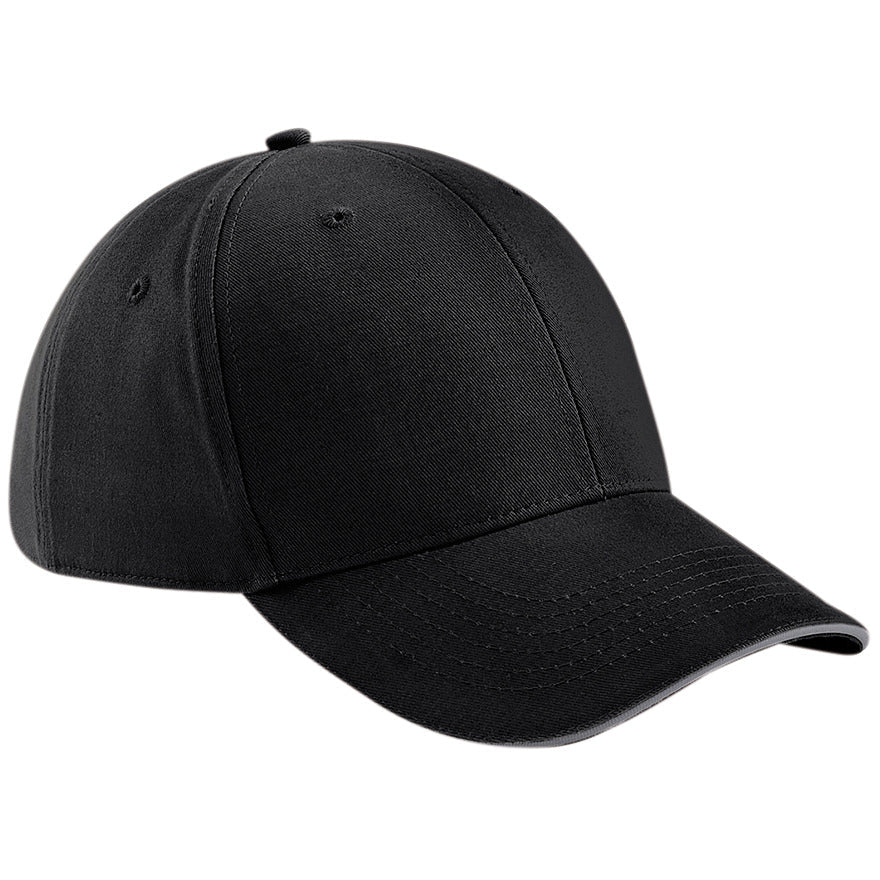Beechfield Athleisure 6-Panel Cap Mid Profile Structured Peak Tearaway Label