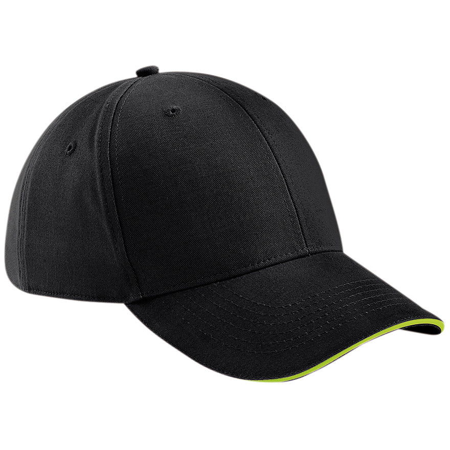 Beechfield Athleisure 6-Panel Cap Mid Profile Structured Peak Tearaway Label