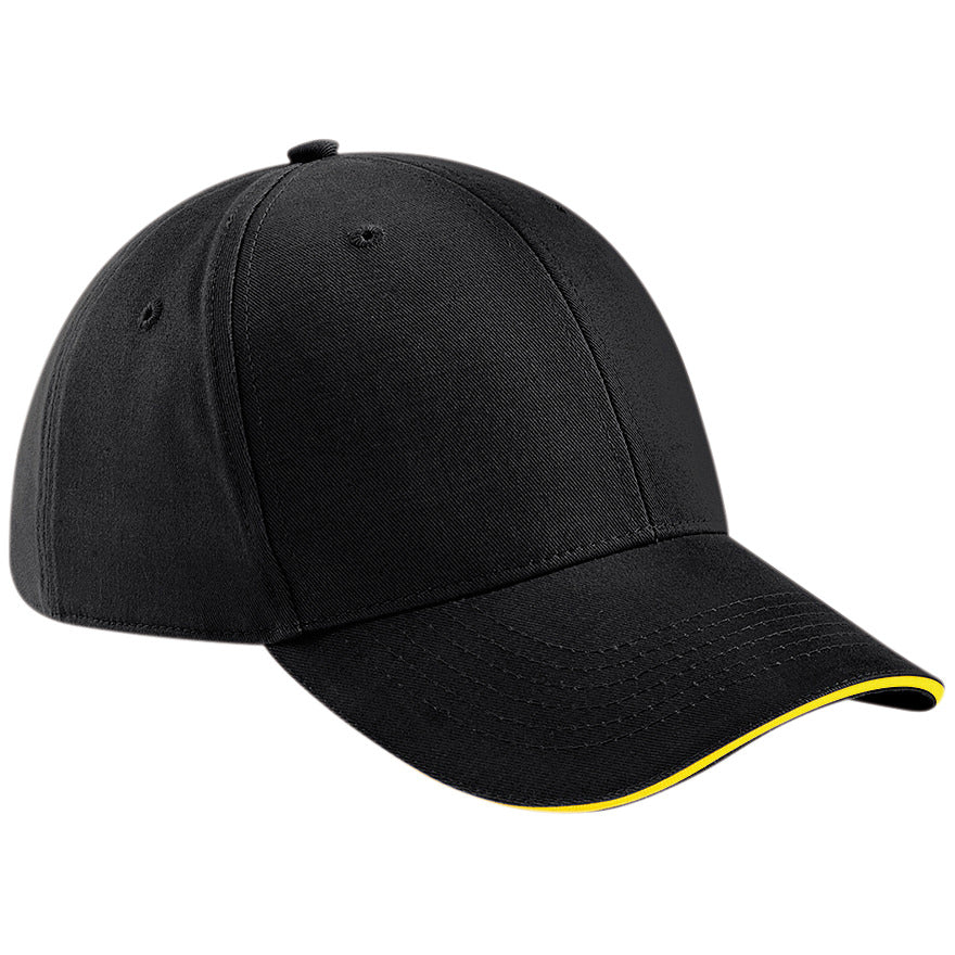 Beechfield Athleisure 6-Panel Cap Mid Profile Structured Peak Tearaway Label