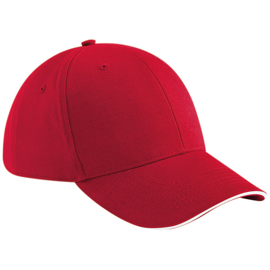 Beechfield Athleisure 6-Panel Cap Mid Profile Structured Peak Tearaway Label