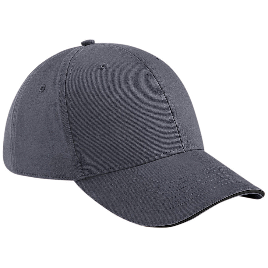 Beechfield Athleisure 6-Panel Cap Mid Profile Structured Peak Tearaway Label