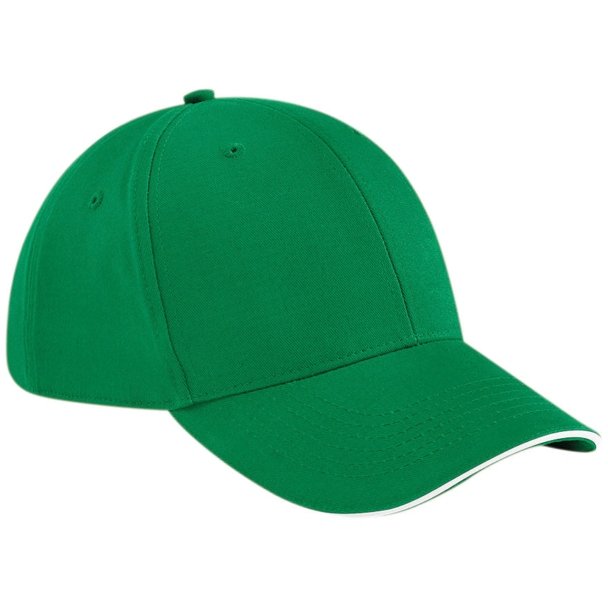Beechfield Athleisure 6-Panel Cap Mid Profile Structured Peak Tearaway Label
