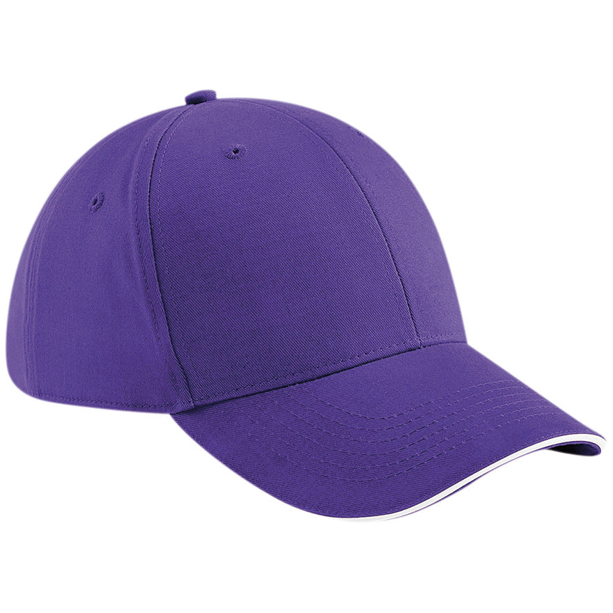 Beechfield Athleisure 6-Panel Cap Mid Profile Structured Peak Tearaway Label