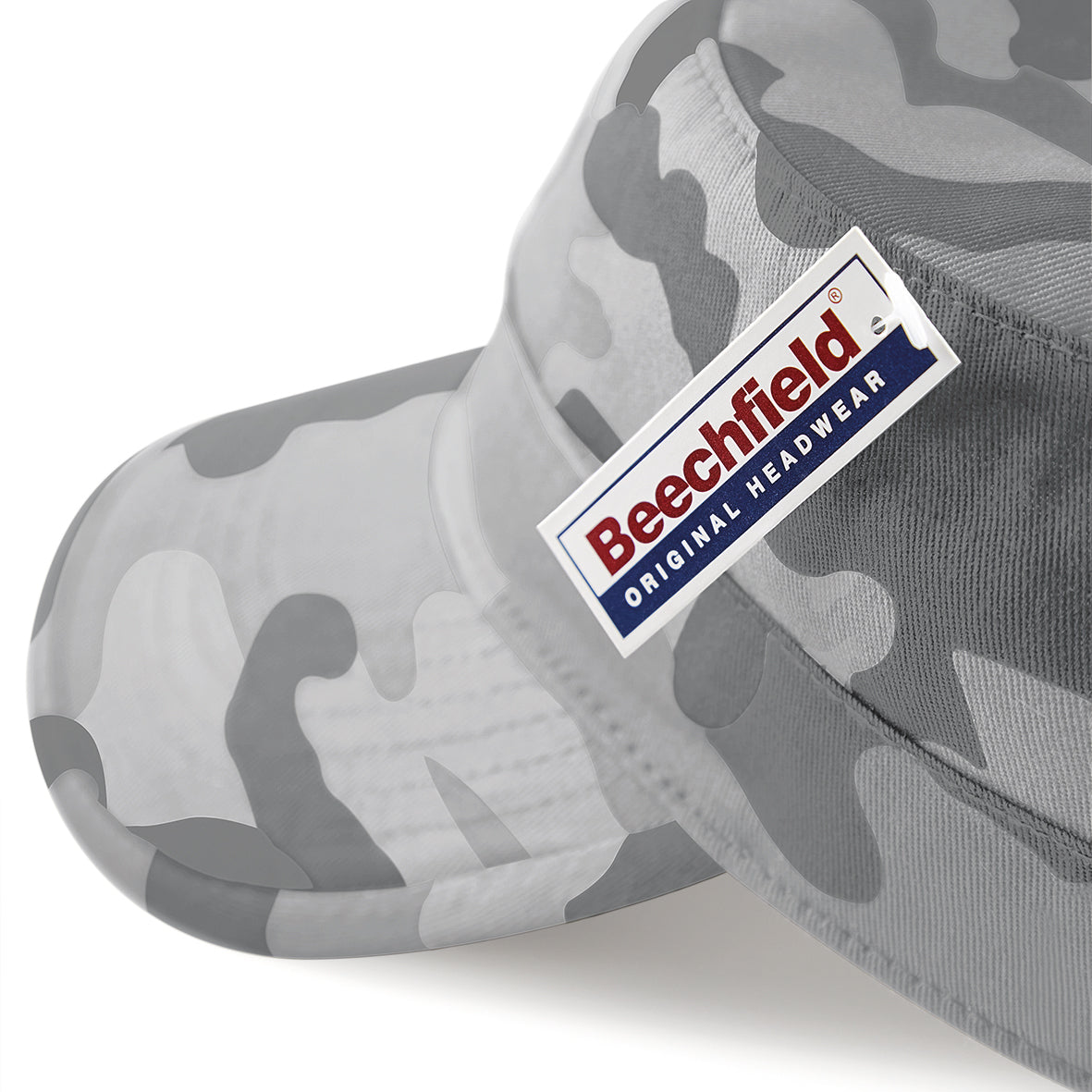 Beechfield Camo Army Cap with Rip-Strip Size Adjuster and Pre-Curved Peak