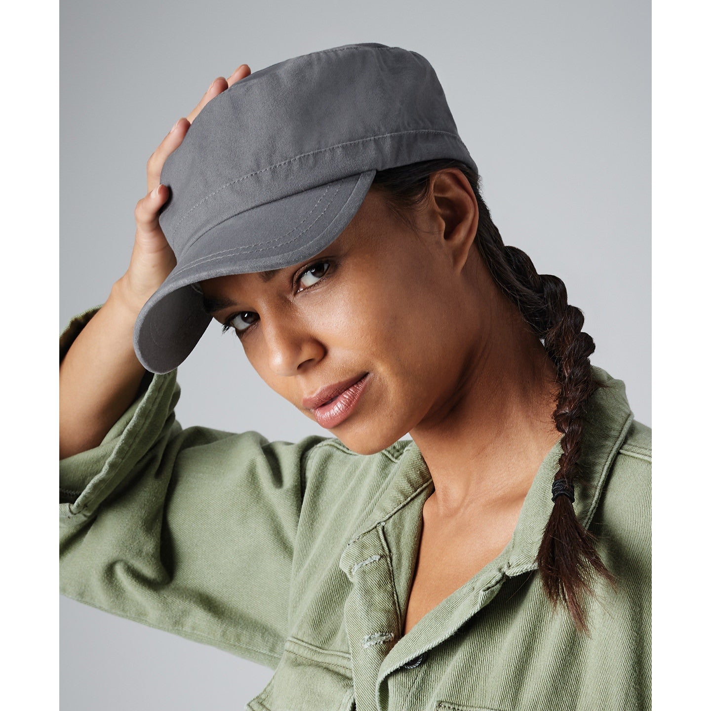 Beechfield Army Cap with Pre-Curved Peak and Silver Effect Buckle - Reach