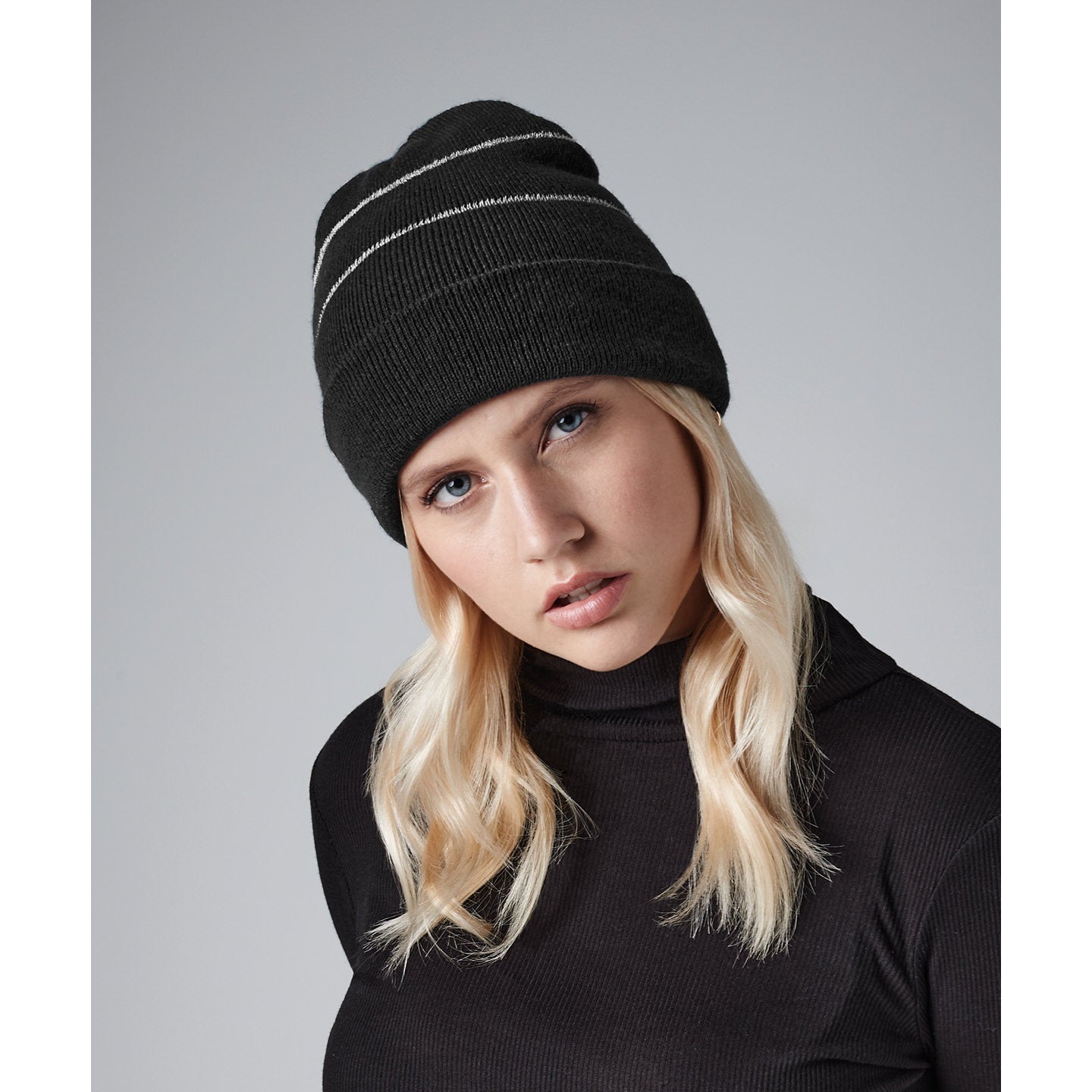 Beechfield Enhanced-Viz Beanie Double-Layer Knit Cuffed Reflective Stripes
